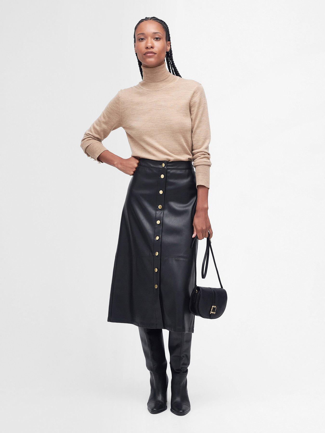 Barbour Alberta Button Down Midi Skirt Black littlewoods