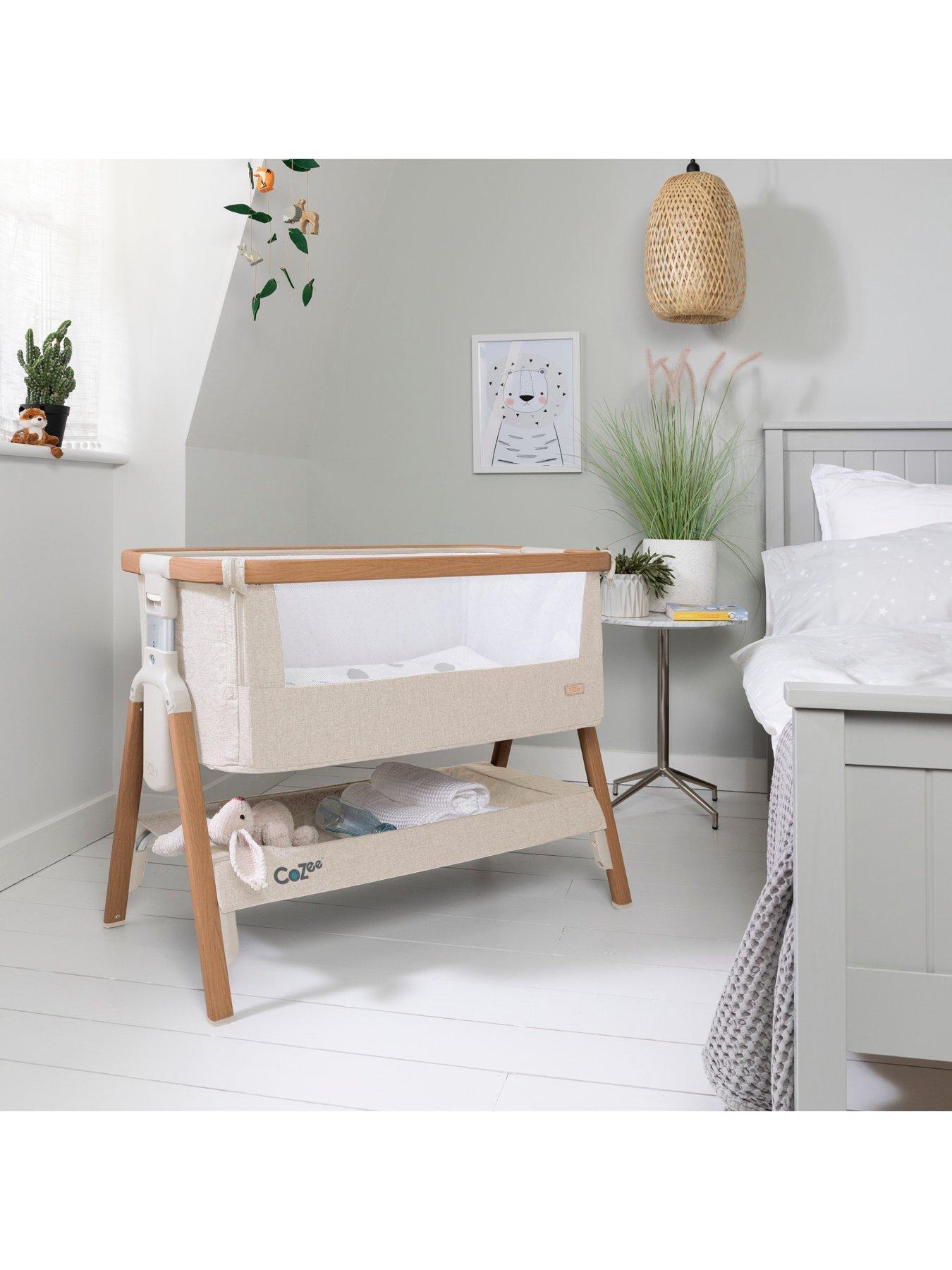 Tutti Bambini CoZee Bedside Crib Scandinavian Walnut Ecru littlewoods