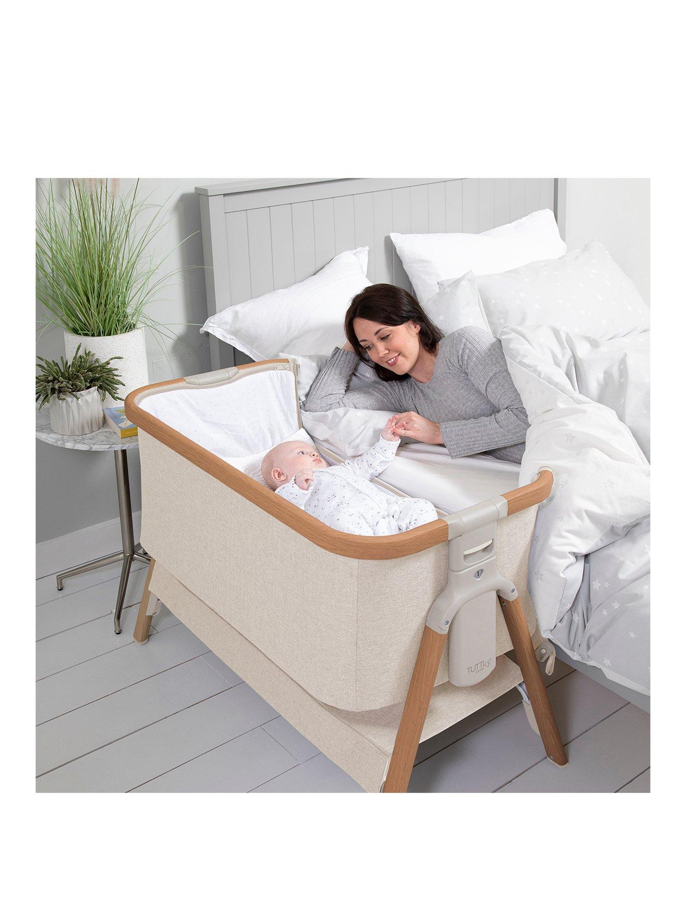 Tutti Bambini CoZee Bedside Crib Scandinavian Walnut Ecru littlewoods