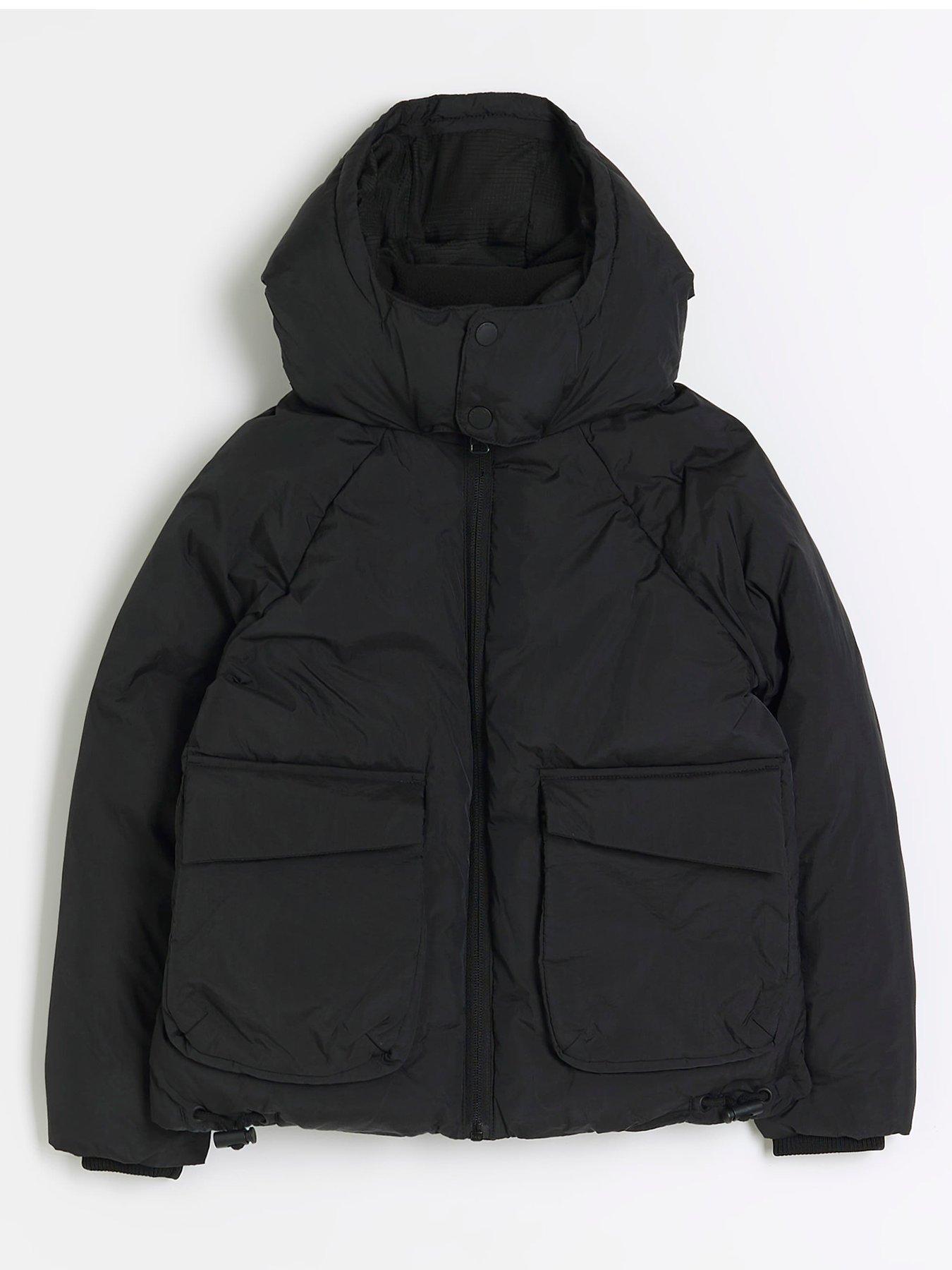 River island black deals hooded puffer jacket