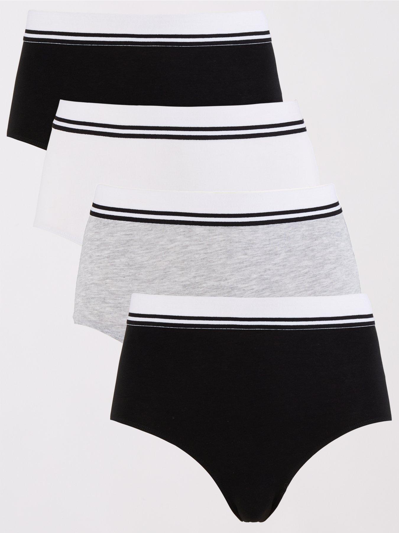 undefined 4 Pack High Waisted Full Brief With Stripe Tonal Trim - Multi