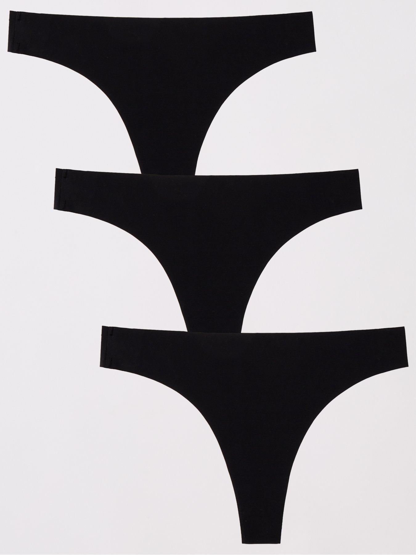 undefined No Vpl 3 Pack Thong - Black