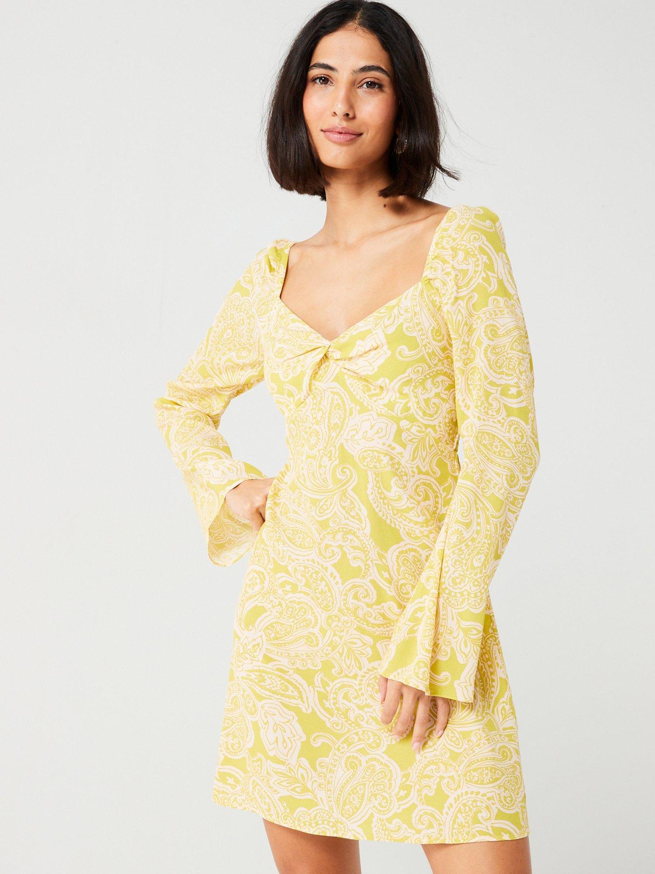 undefined Twist Front Mini Dress - Yellow