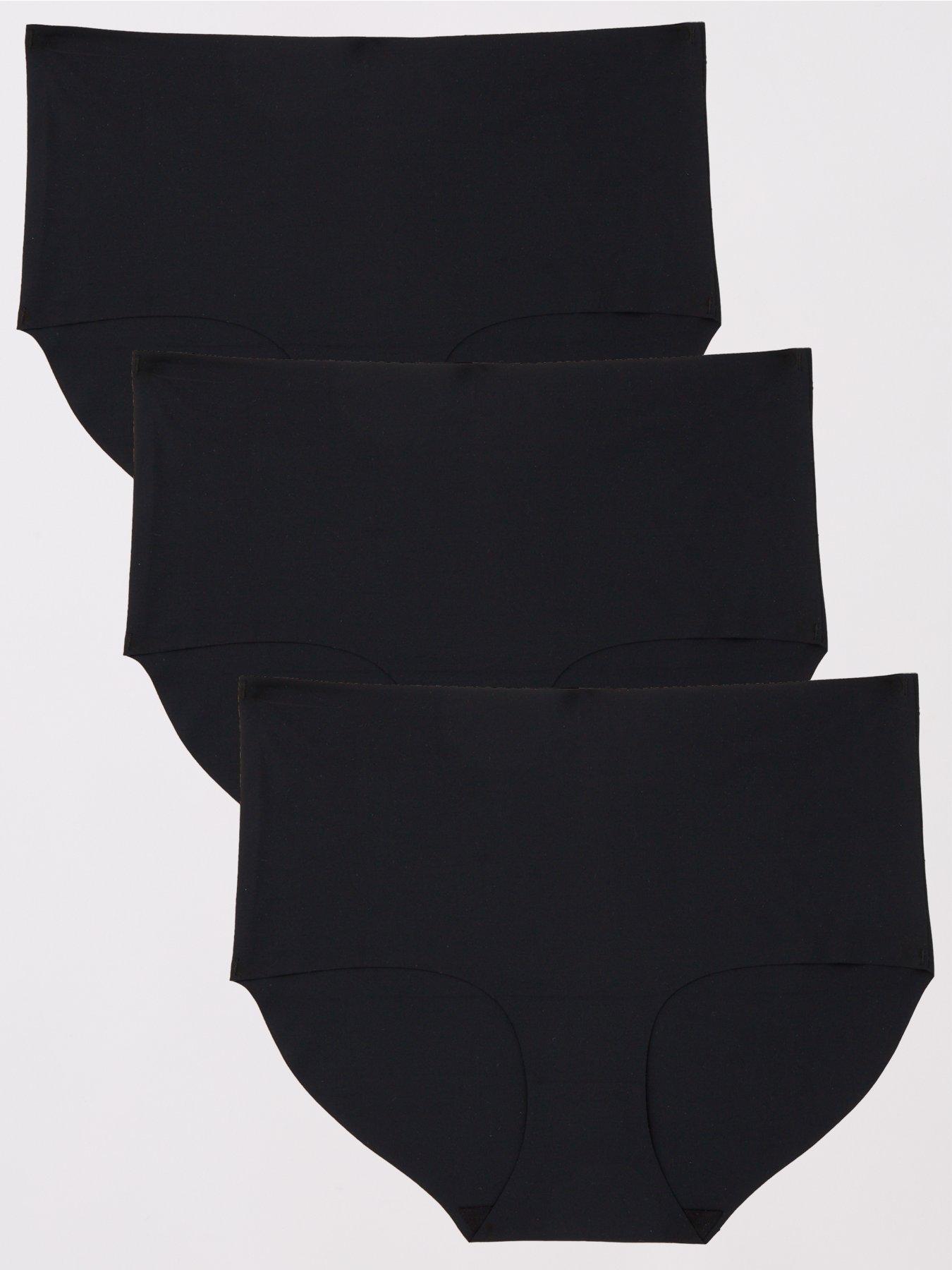 undefined No Vpl High 3 Pack Waisted Full Brief - Black