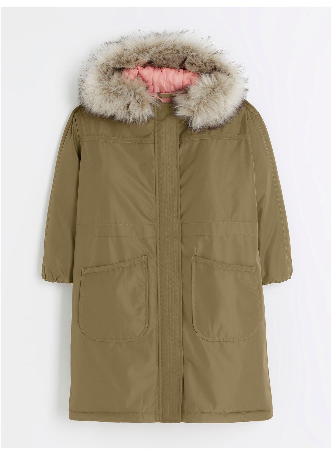 undefined Girls Hooded Parka Coat - Khaki