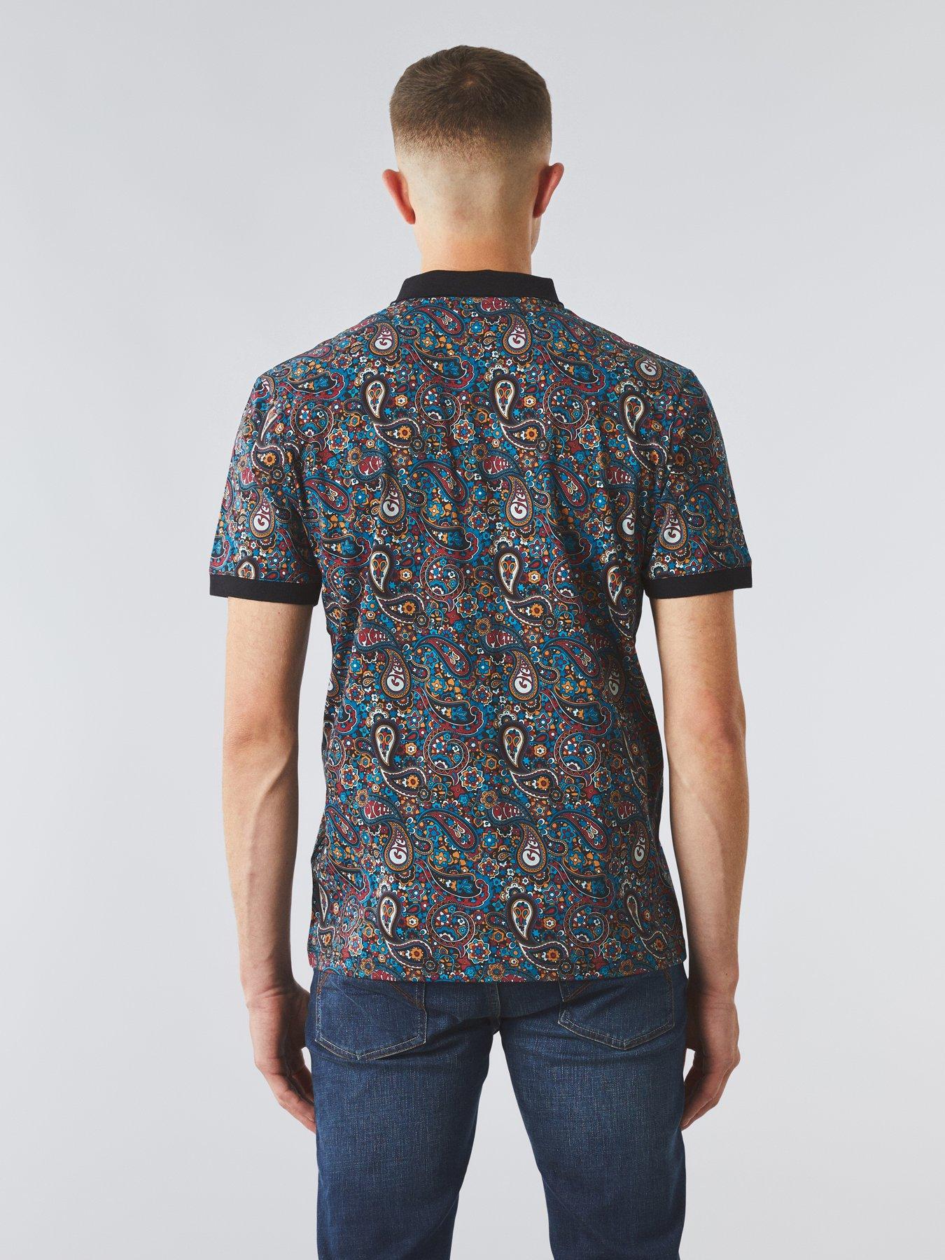 Pretty Green Wonderwall Paisley Polo Shirt Black littlewoods