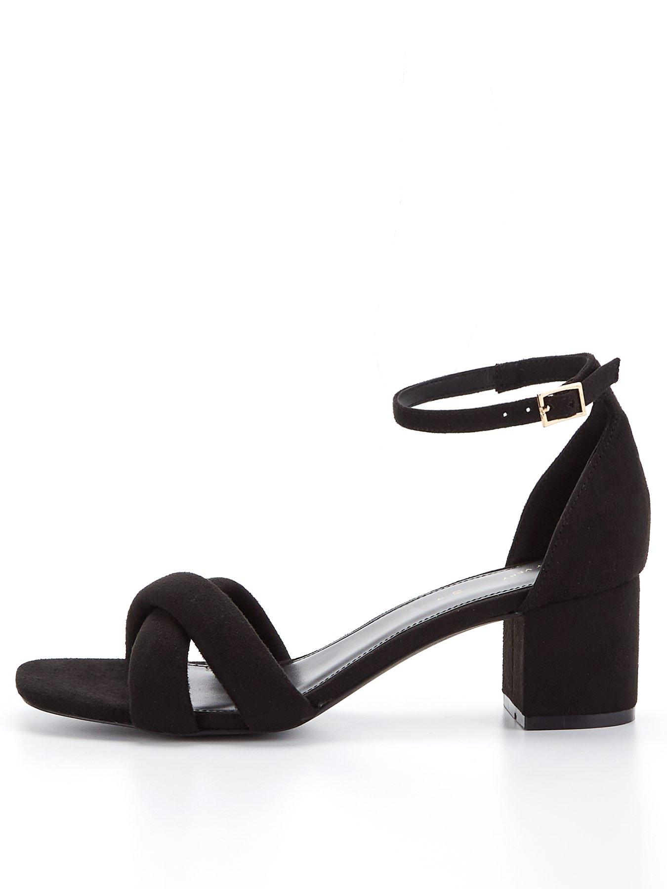 Wide fit block heels black sales