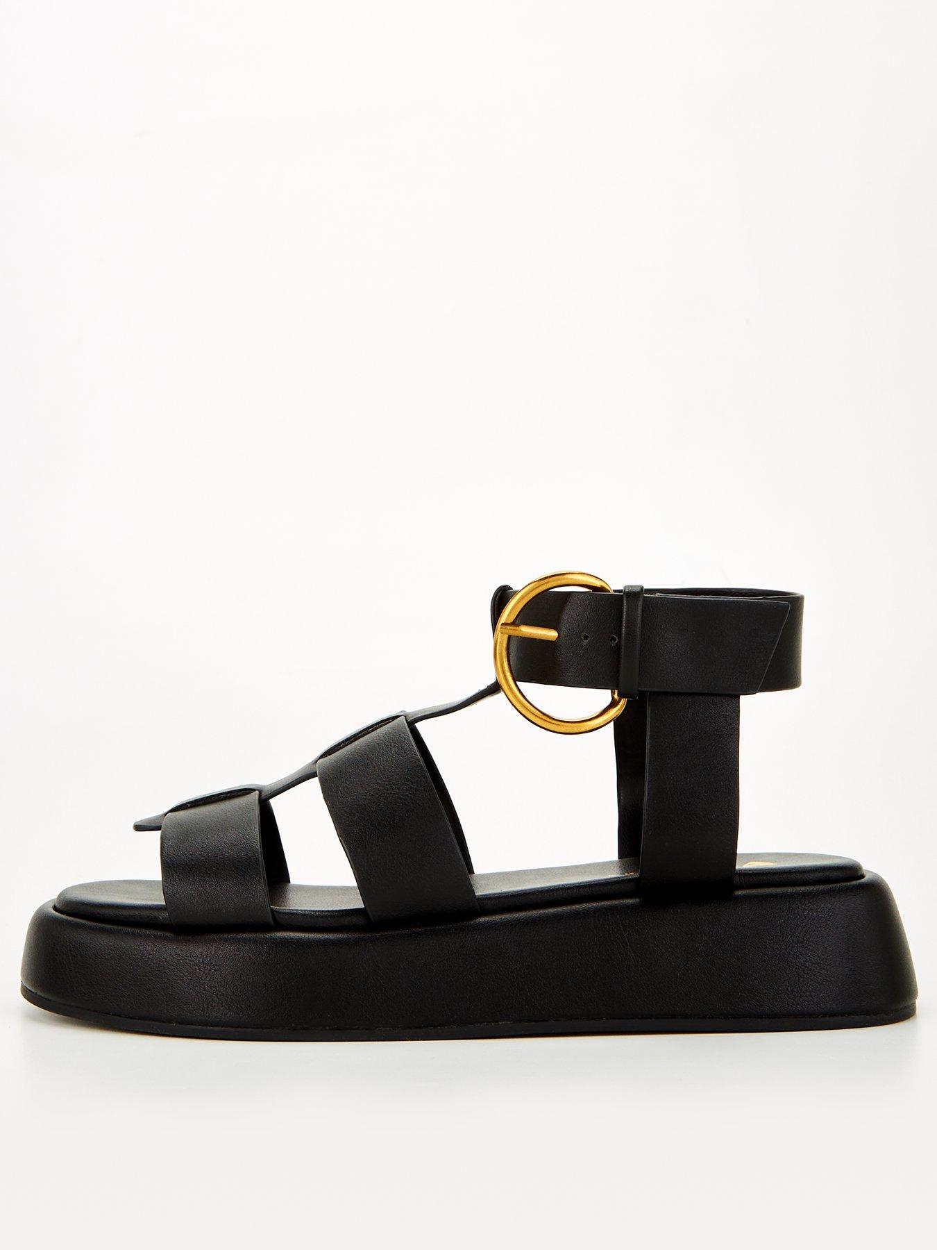  image of v-by-very-gladiator-flatform-sandal-black