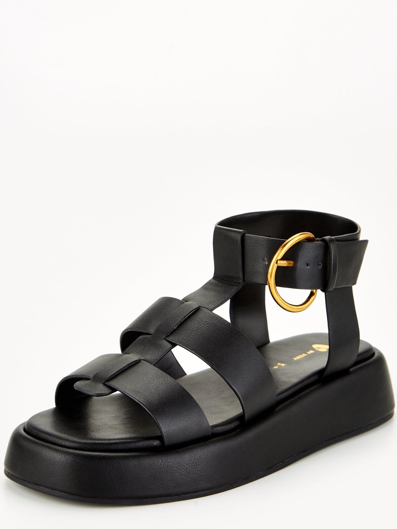  image of v-by-very-gladiator-flatform-sandal-black