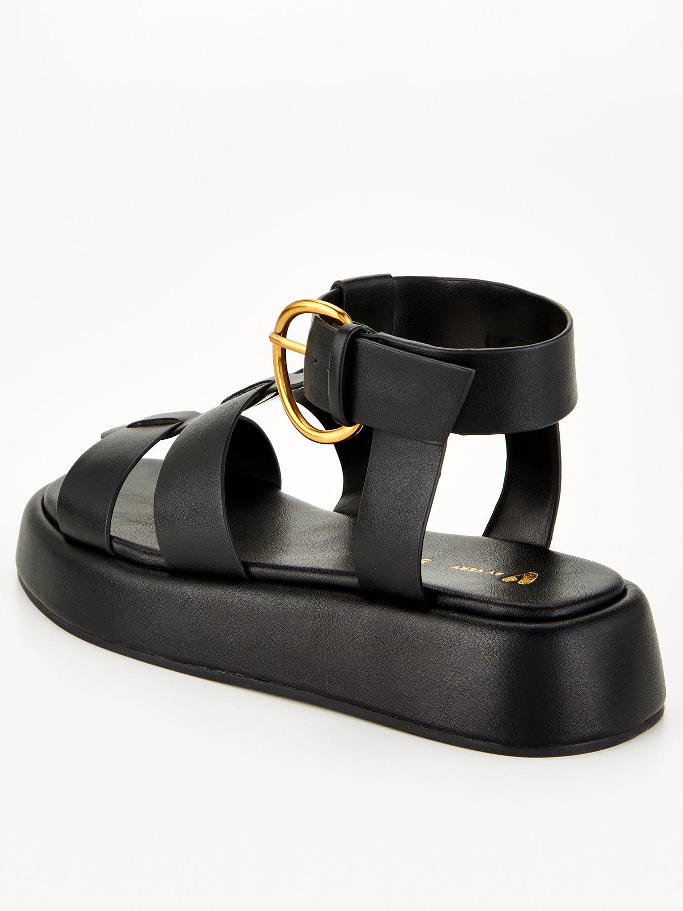  image of v-by-very-gladiator-flatform-sandal-black