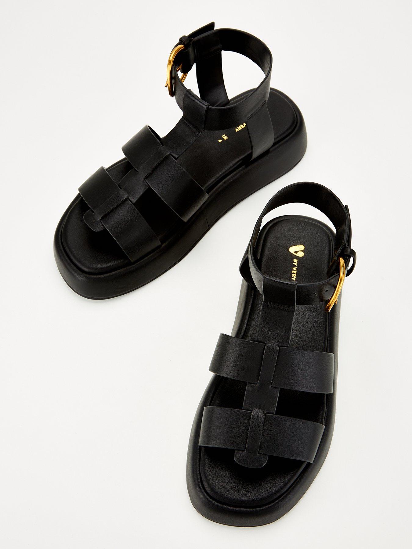  image of v-by-very-gladiator-flatform-sandal-black