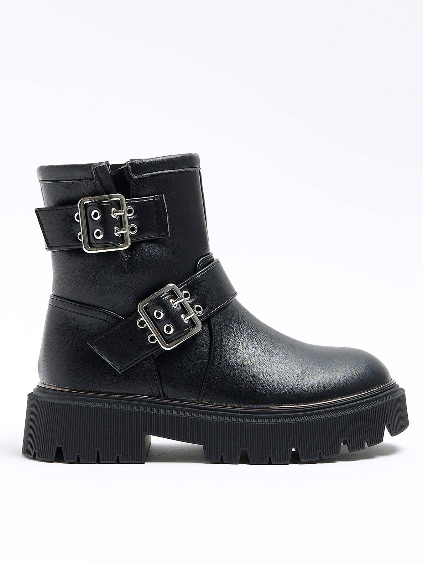 Ladies buckle biker boots online