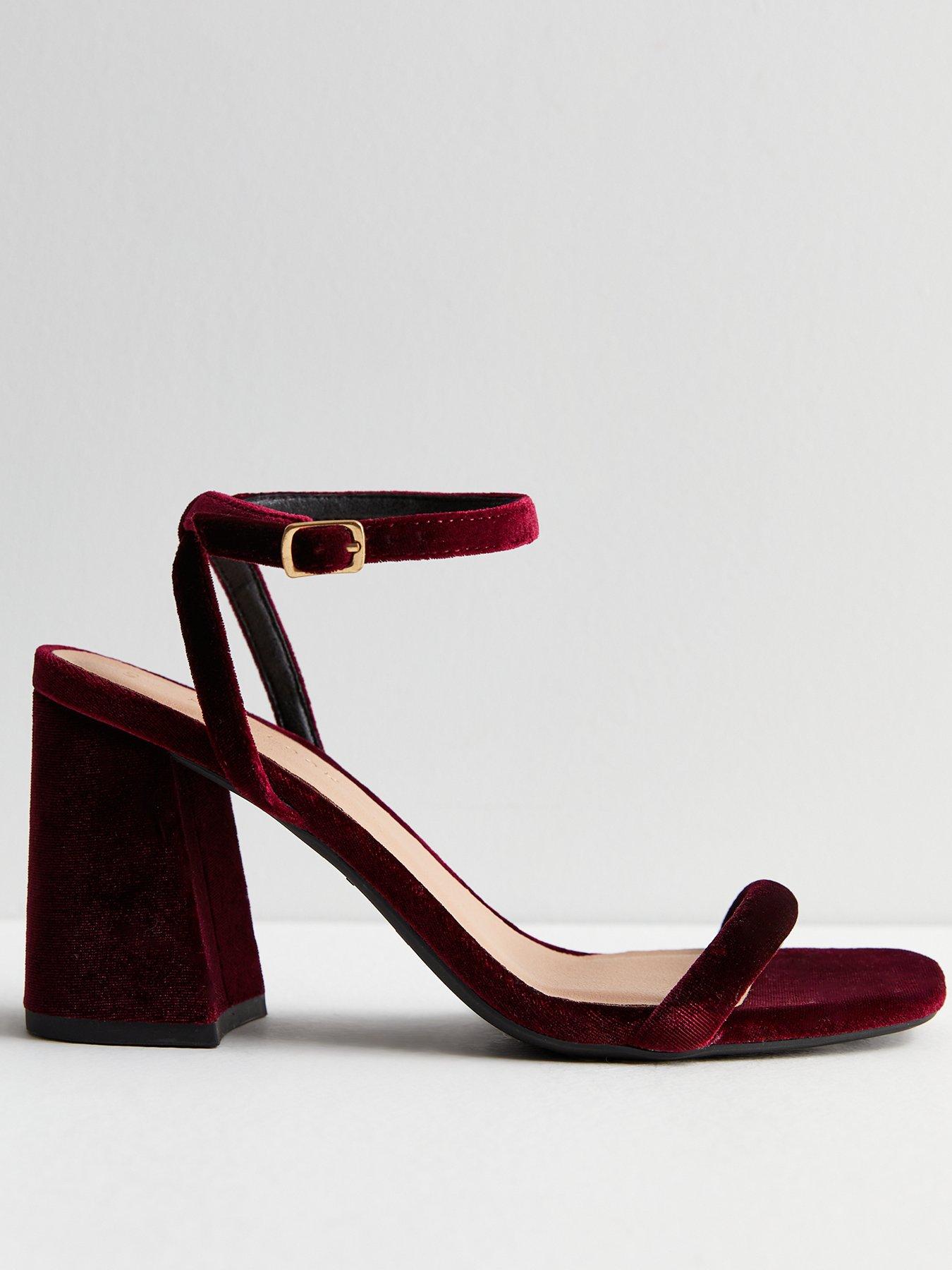 Block heel shop sandals burgundy