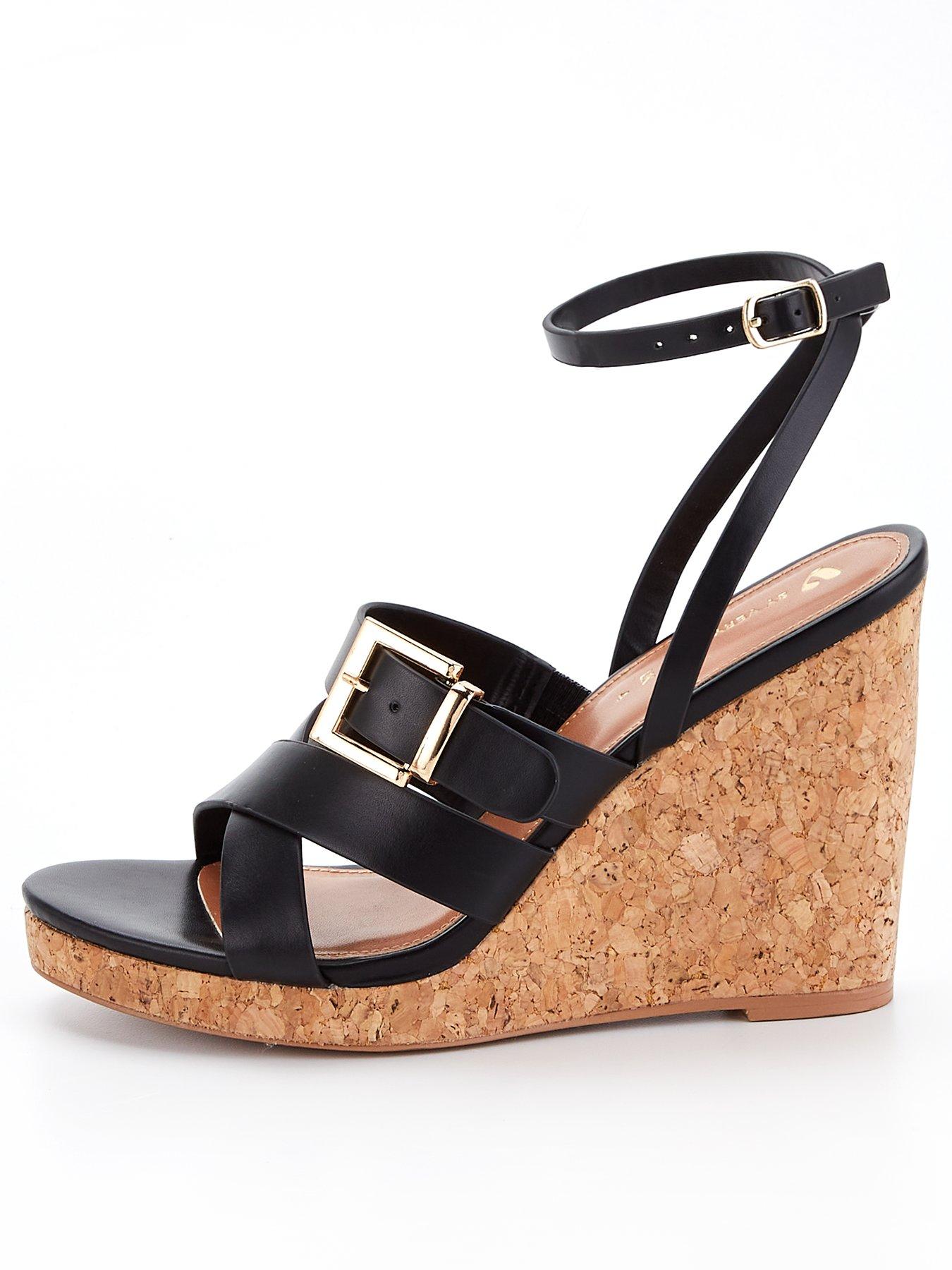 Very black wedges sales