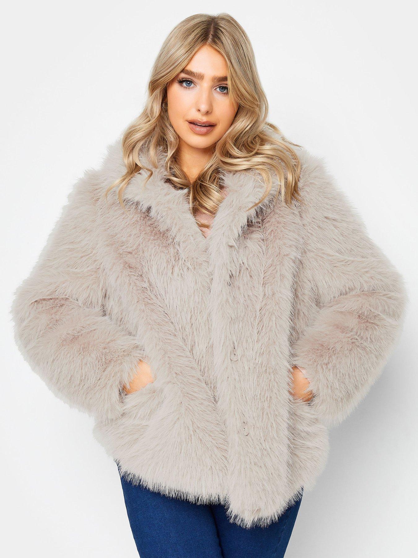 Vince, Plush Faux Fur Jacket in Pink Umber