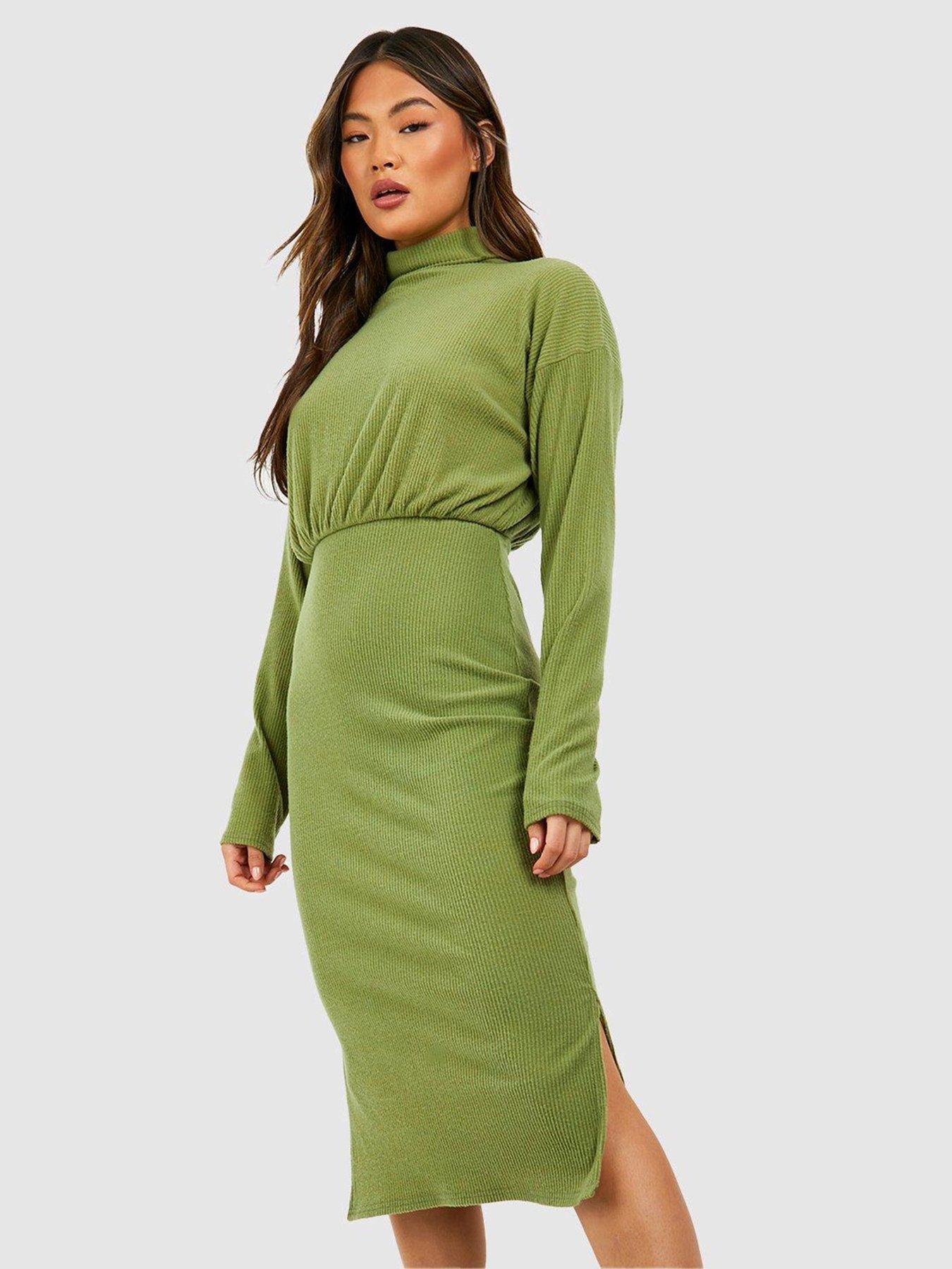 Boohoo khaki dress hotsell