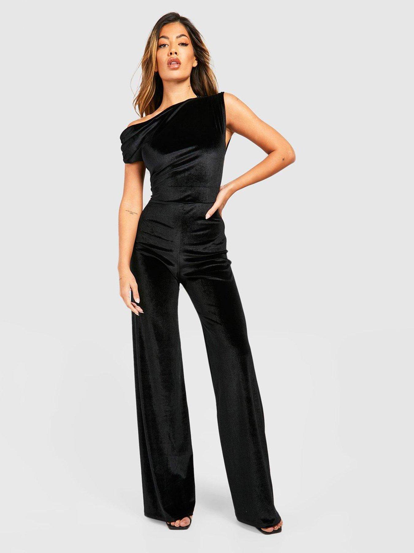 New Look Black Square Neck Crop Wide Leg Jumpsuit