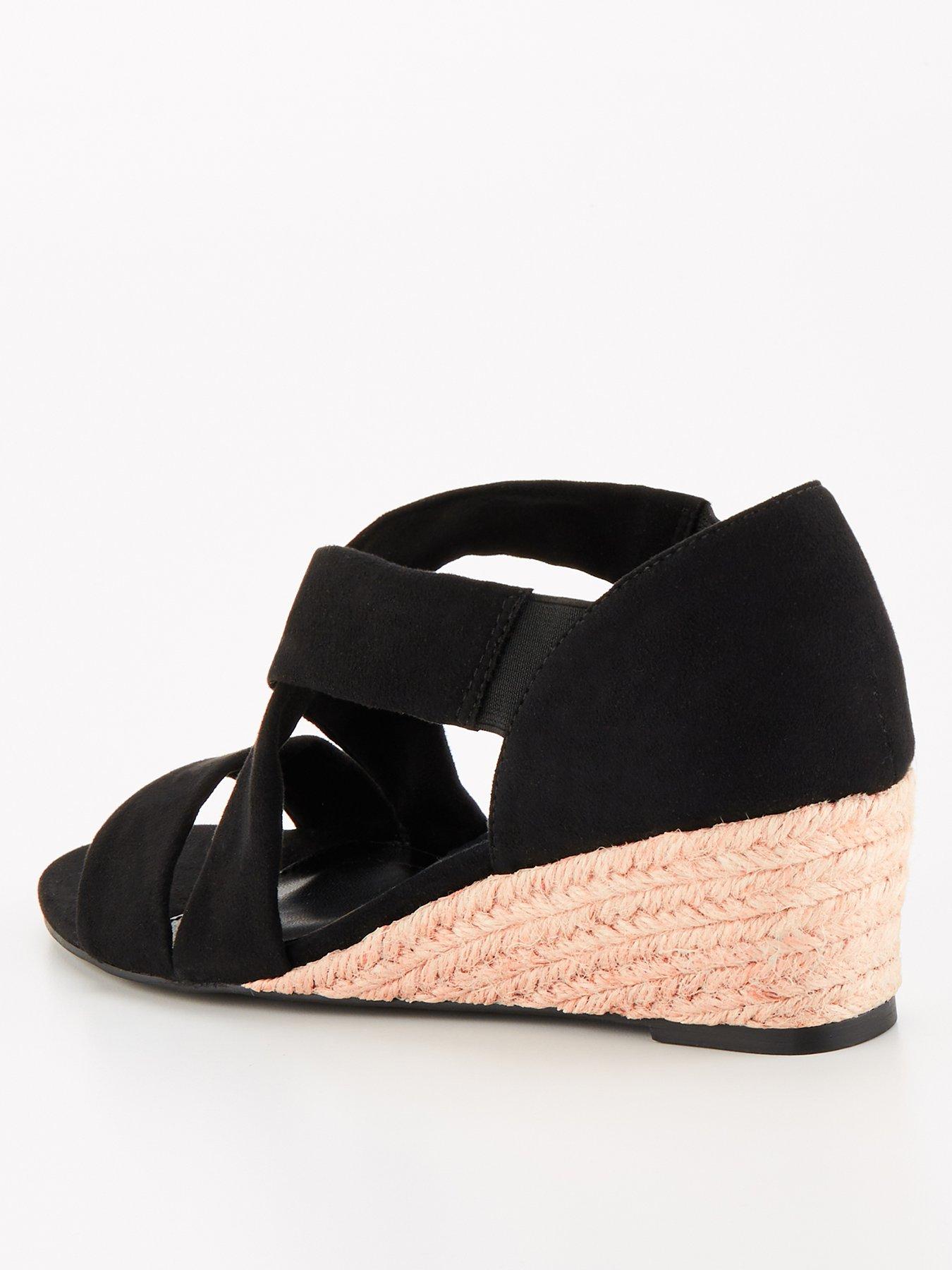  image of v-by-very-low-strappy-wedge-sandal-black