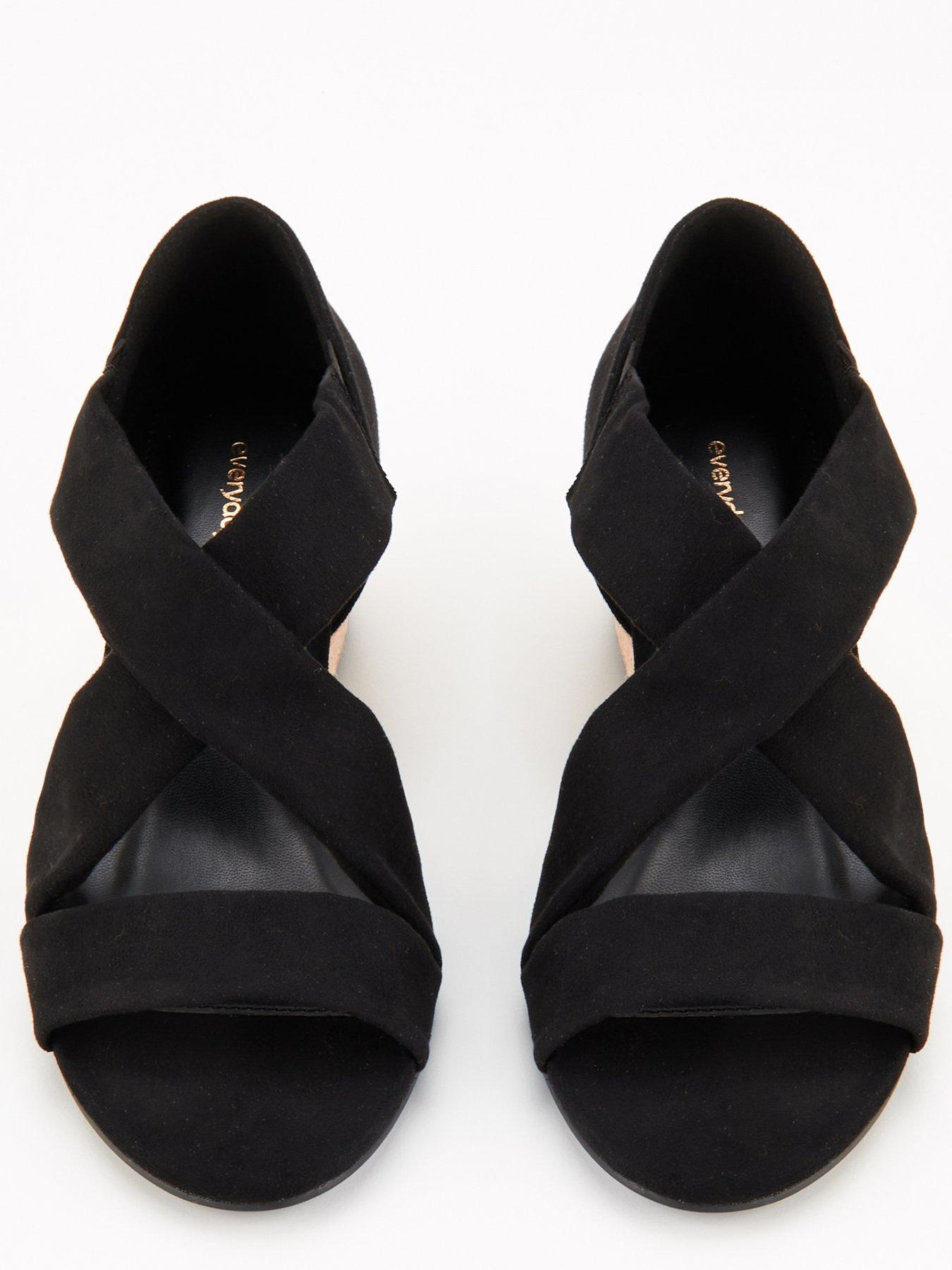  image of v-by-very-low-strappy-wedge-sandal-black