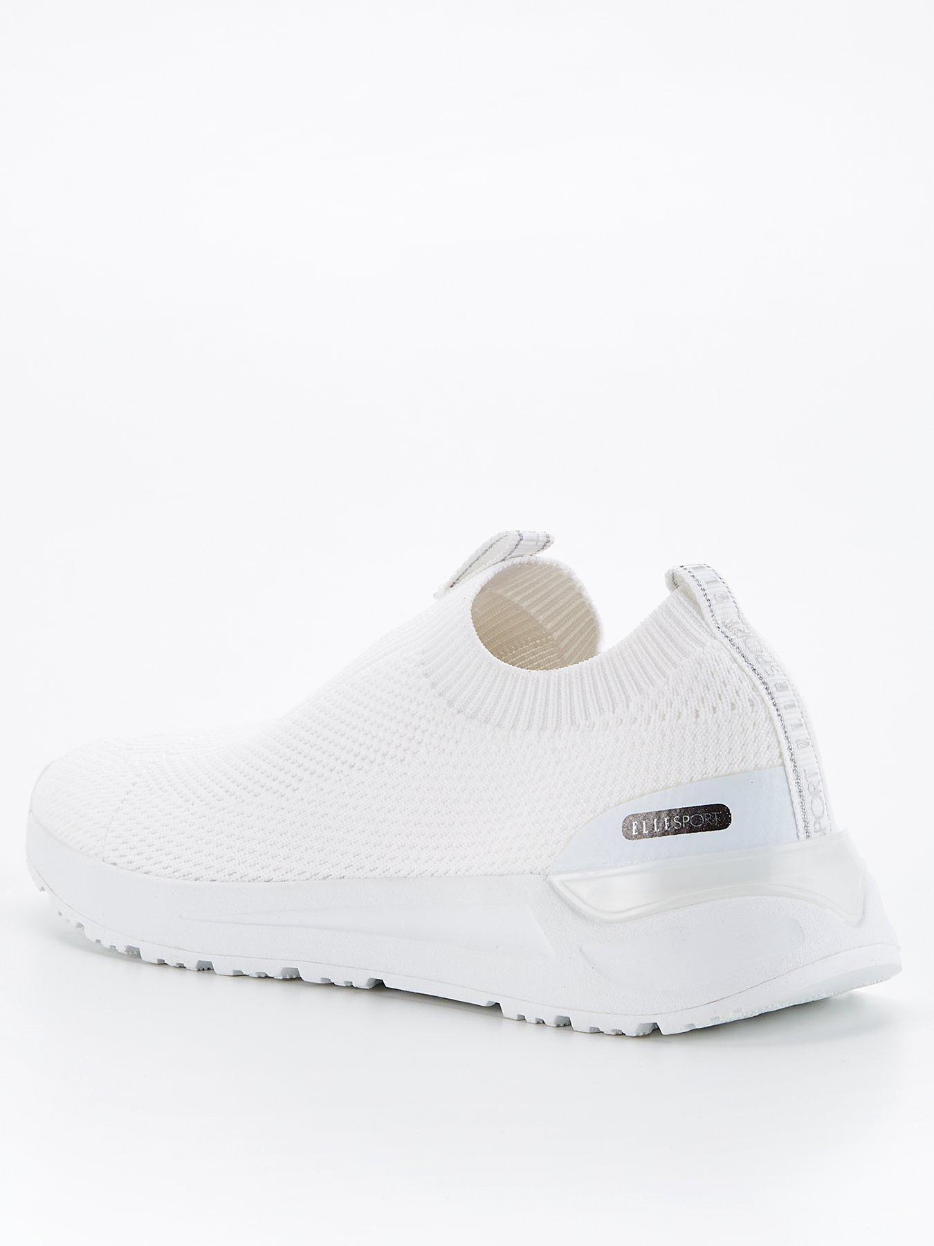  image of elle-sport-knitted-slip-on-trainer-white