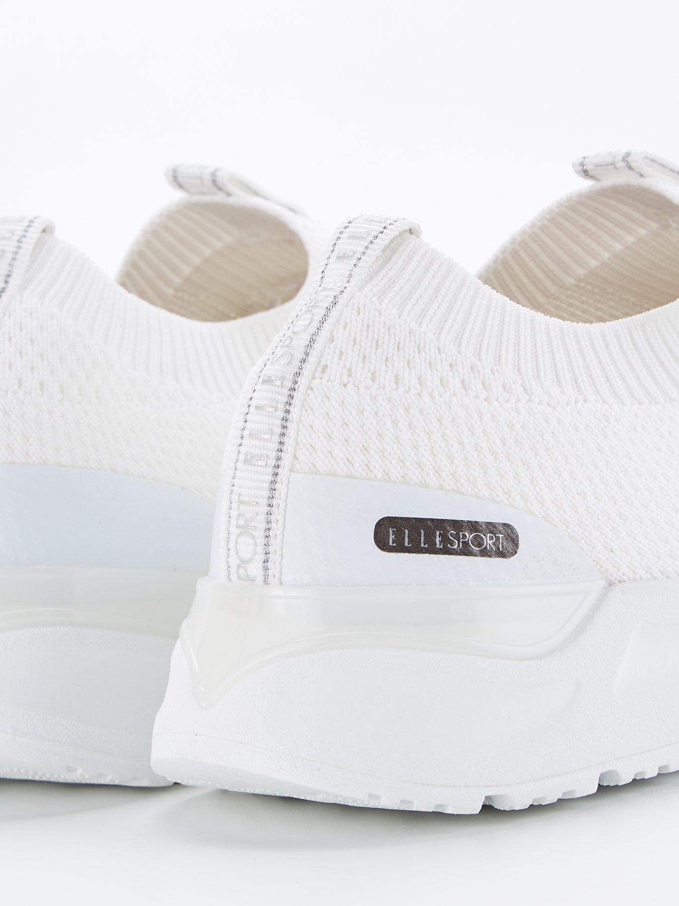  image of elle-sport-knitted-slip-on-trainer-white
