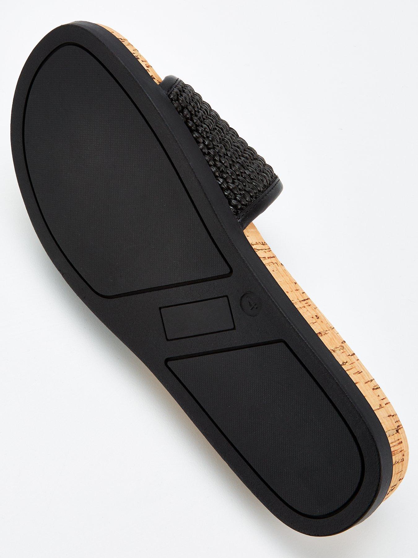  image of v-by-very-raffia-cork-slider-black