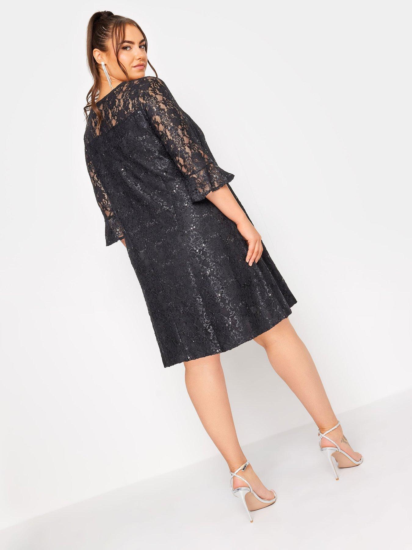 Lace Swing Dress Black