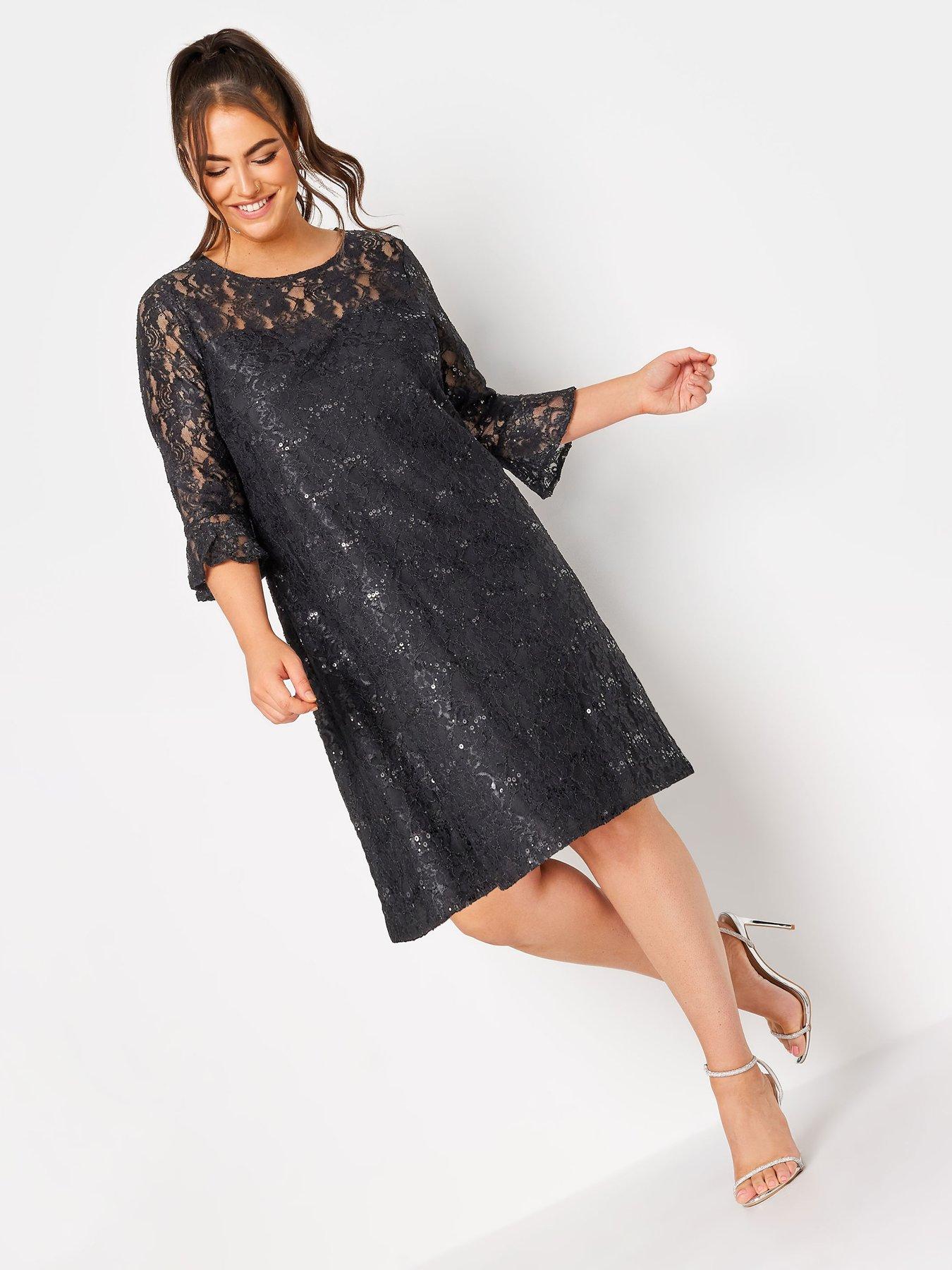 Black lace shop swing dresses