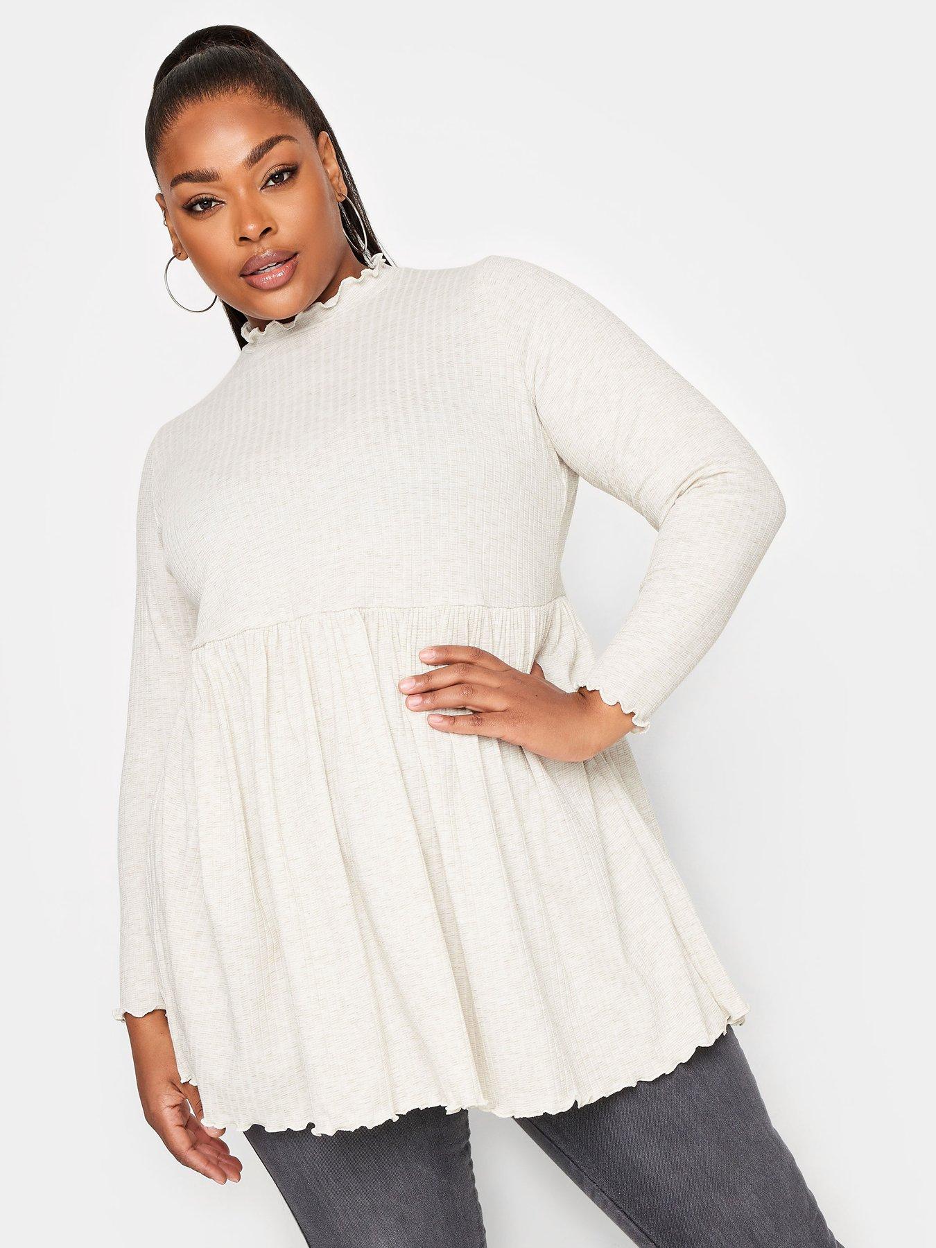 Everyday Lettuce Hem Long Sleeve Rib Top - Blue