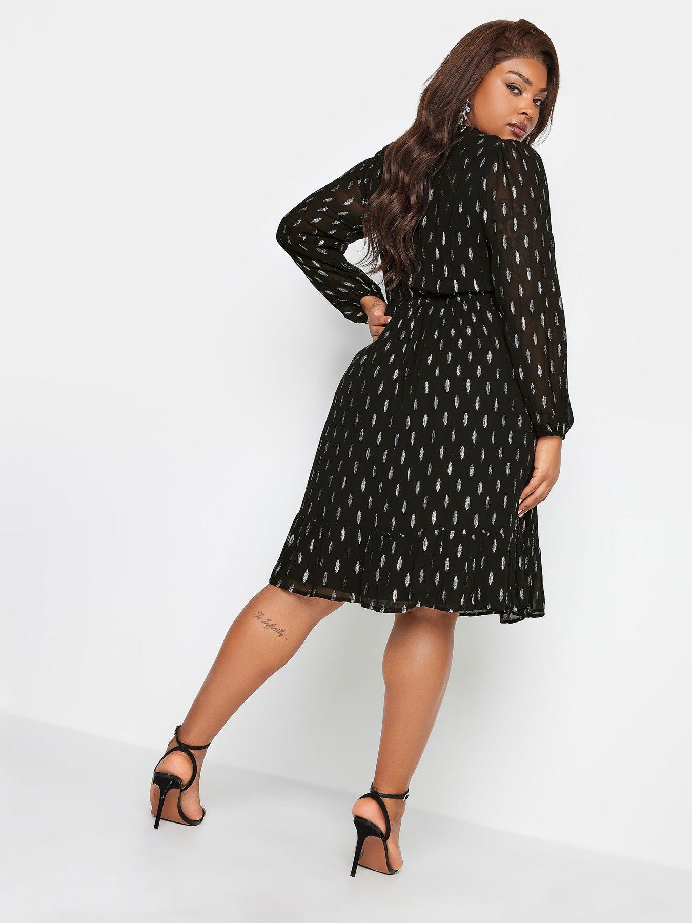 Black spot shop wrap dress