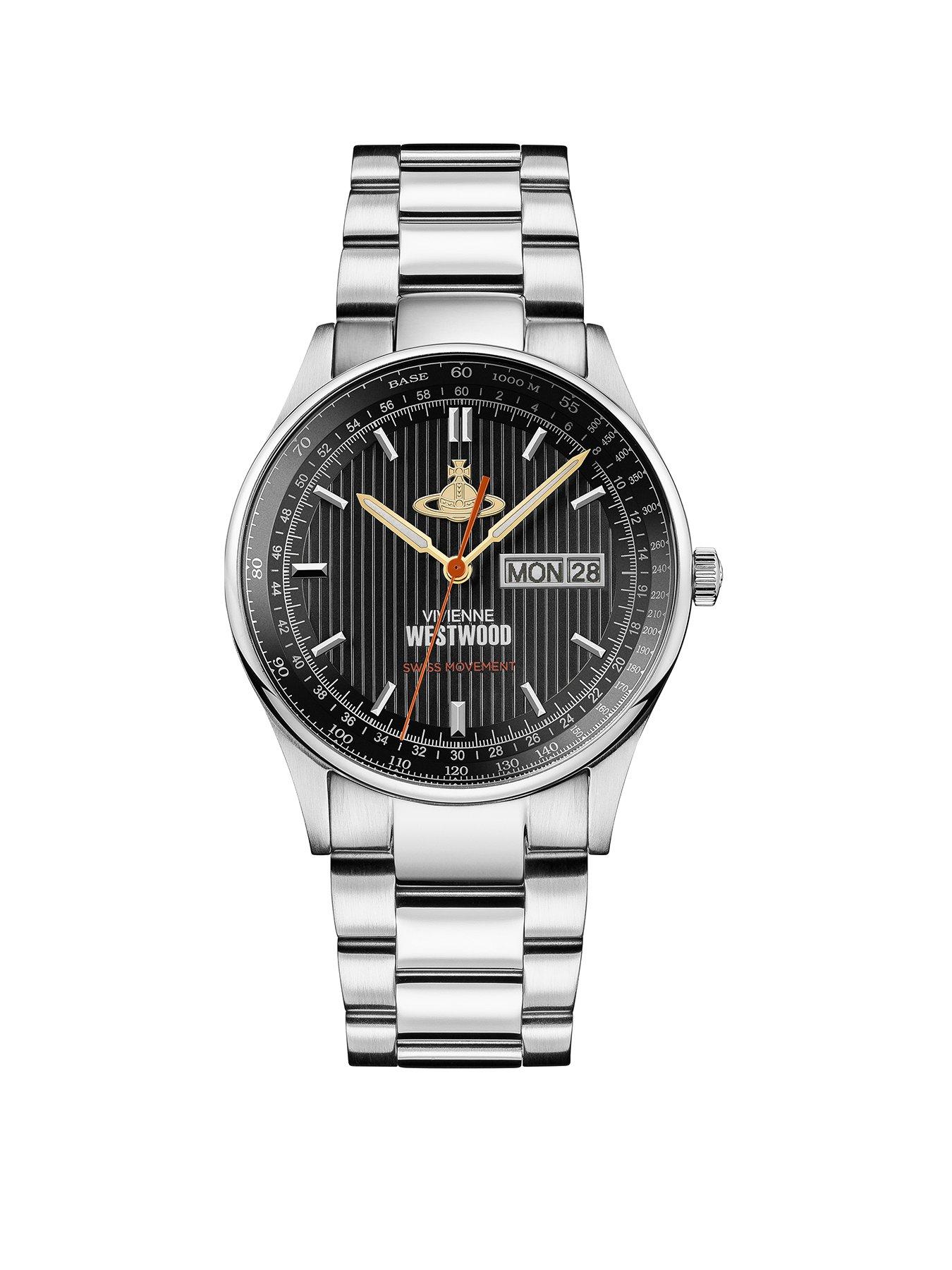 Vivienne Westwood The Cranbourne Gents Quartz Watch with Black Dial  &  Silver Stainless Steel Bracelet