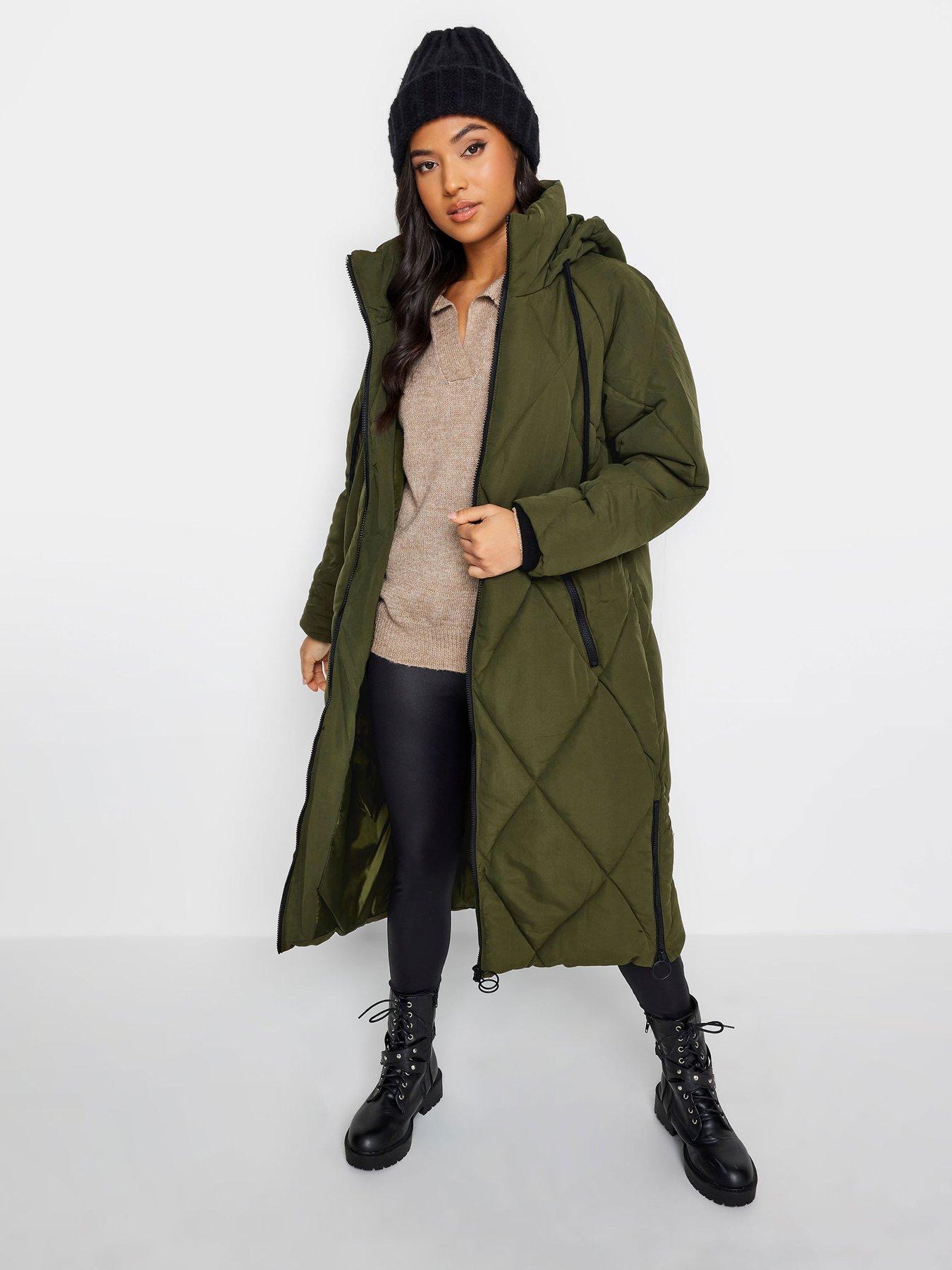 Petite Diamond Puffer Coat Green