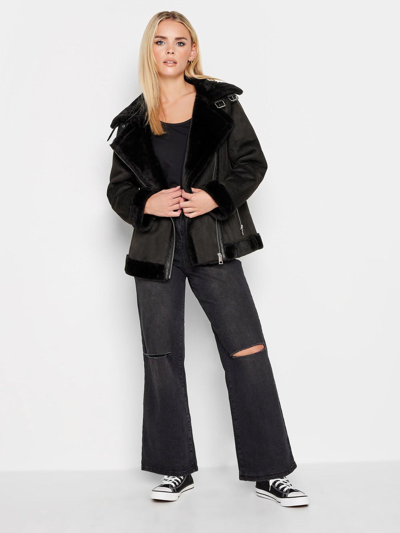 Black petite aviator clearance jacket