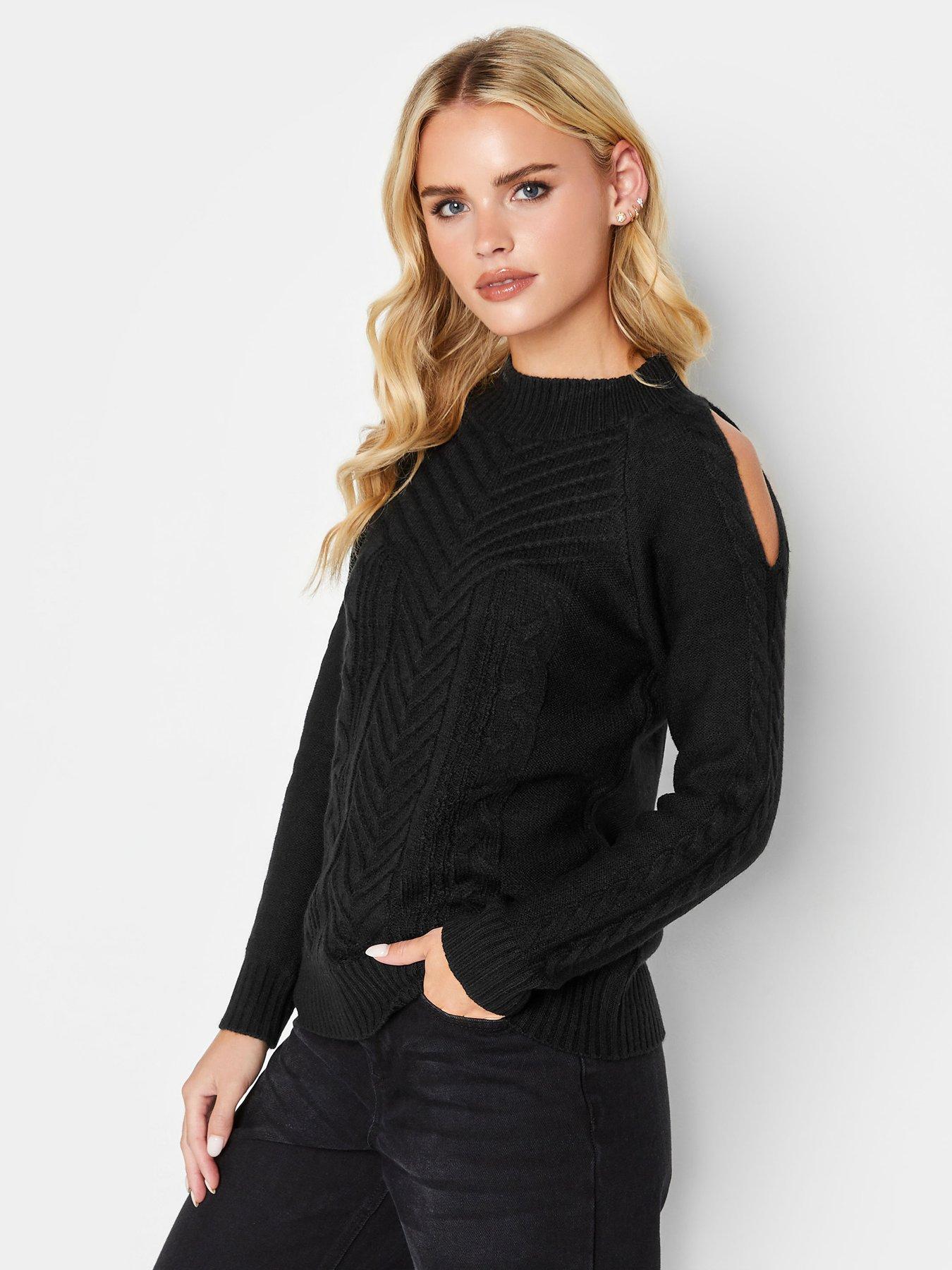 In The Style x Perrie Sian cable knit roll neck body in black