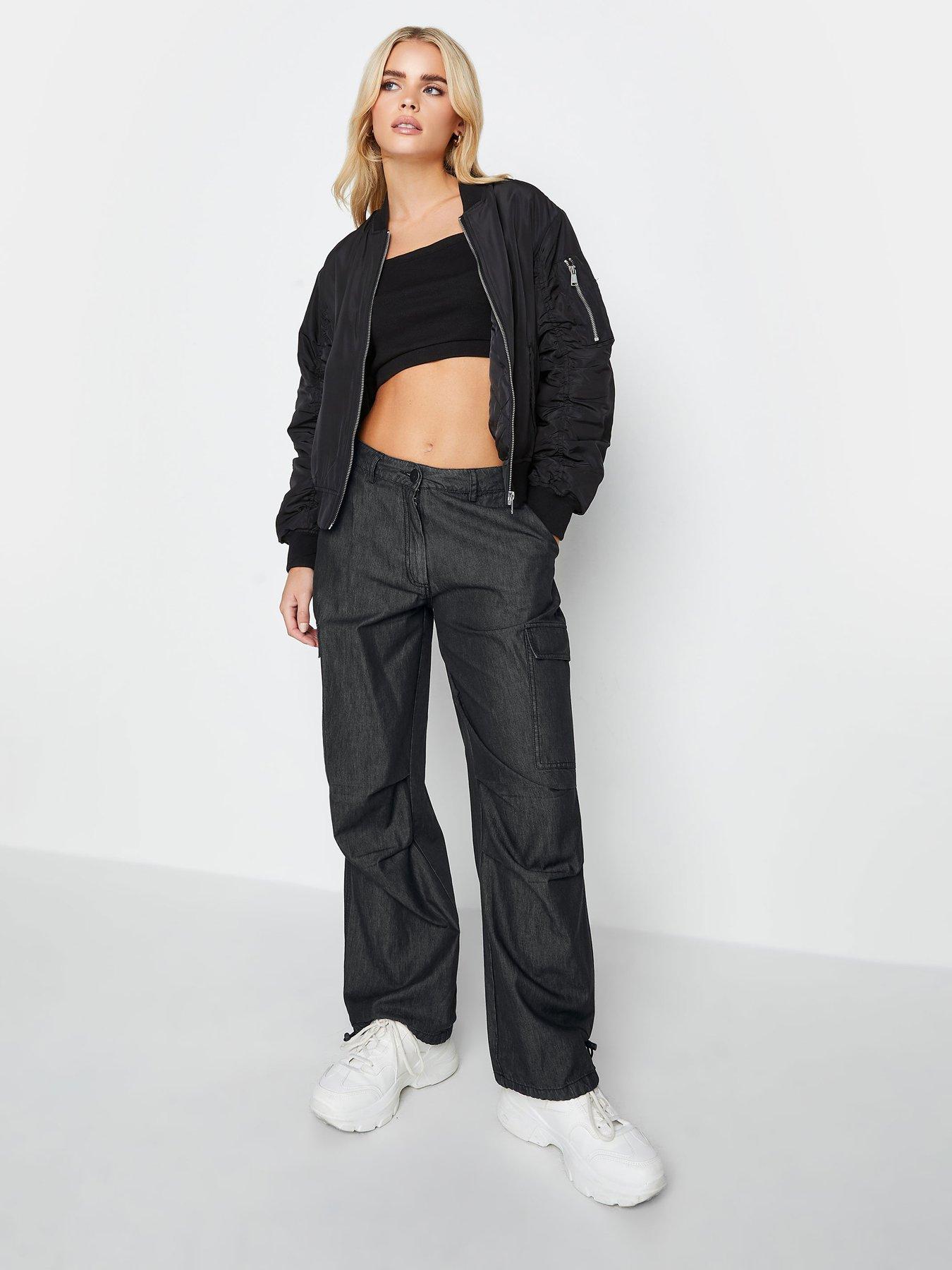  image of pixiegirl-petite-washed-denim-parachute-trouser