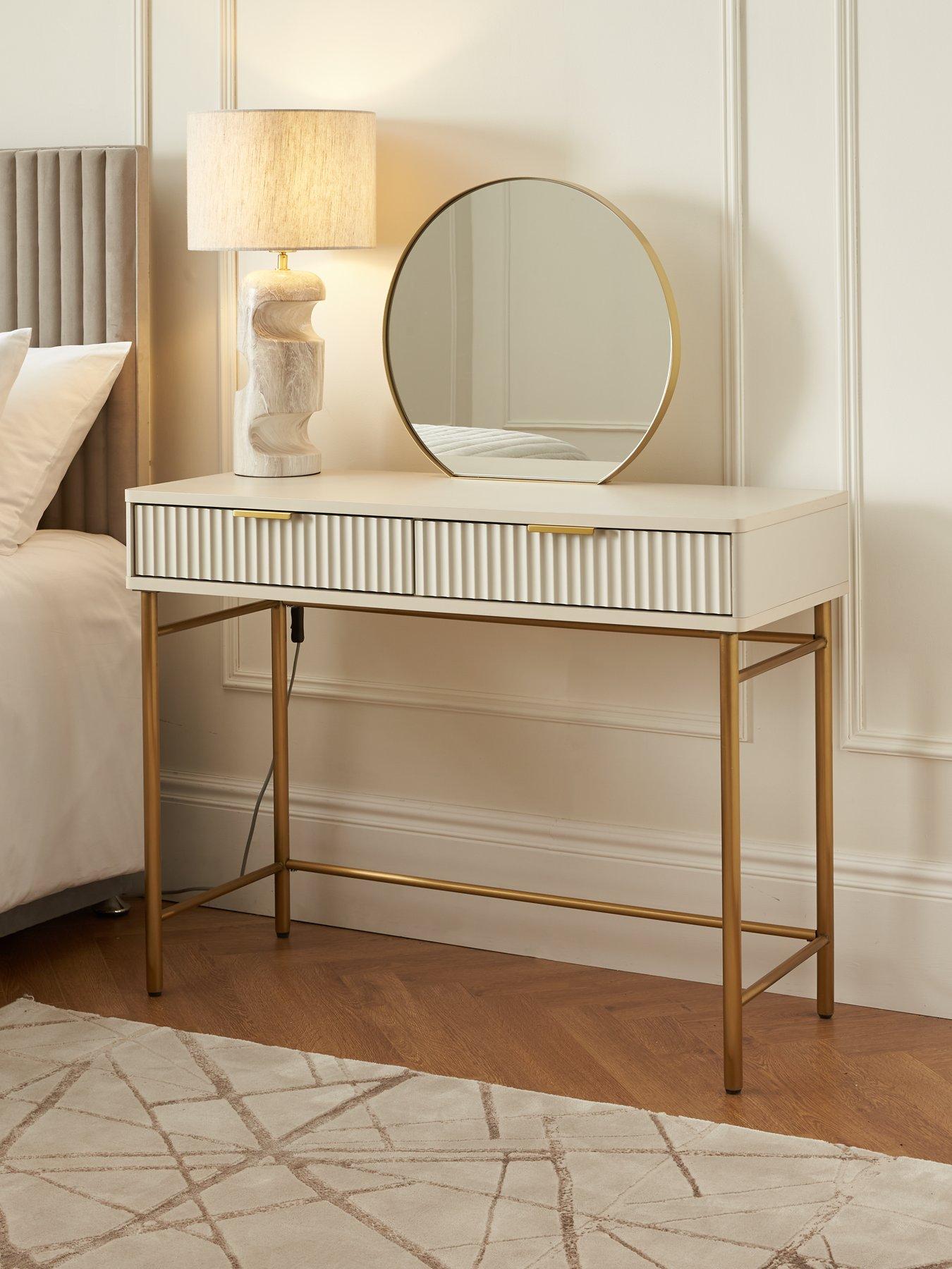 The Very Collection Cora Dressing Table and Mirror Set - Ivory/Brass