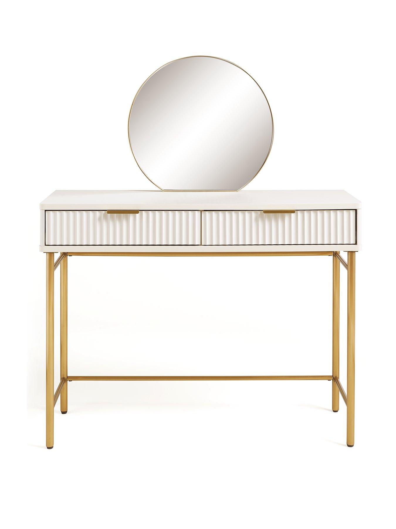  image of very-home-cora-dressing-table-and-mirror-setnbsp--ivorybrass