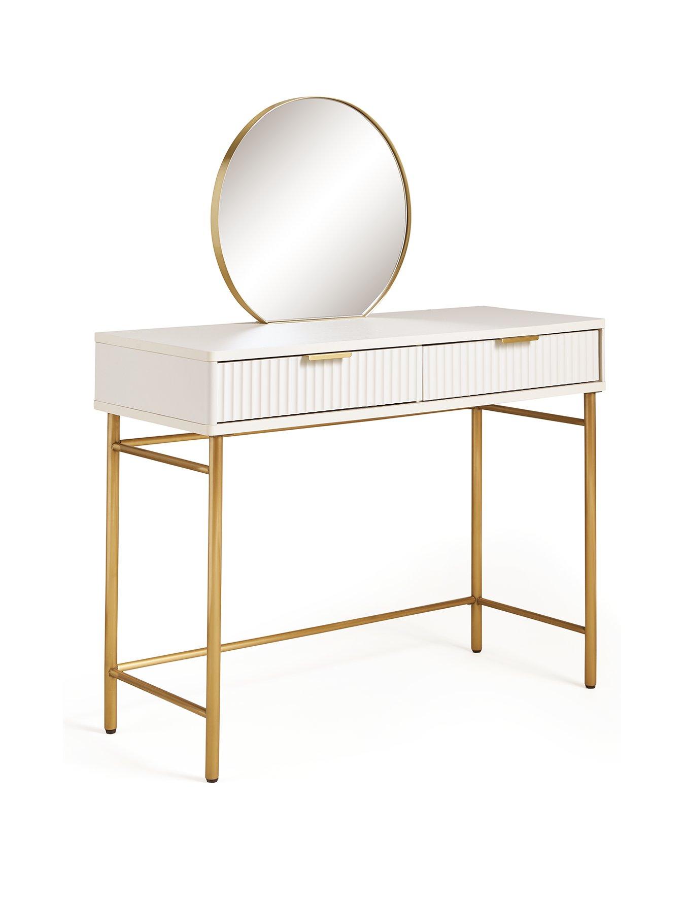  image of very-home-cora-dressing-table-and-mirror-setnbsp--ivorybrass
