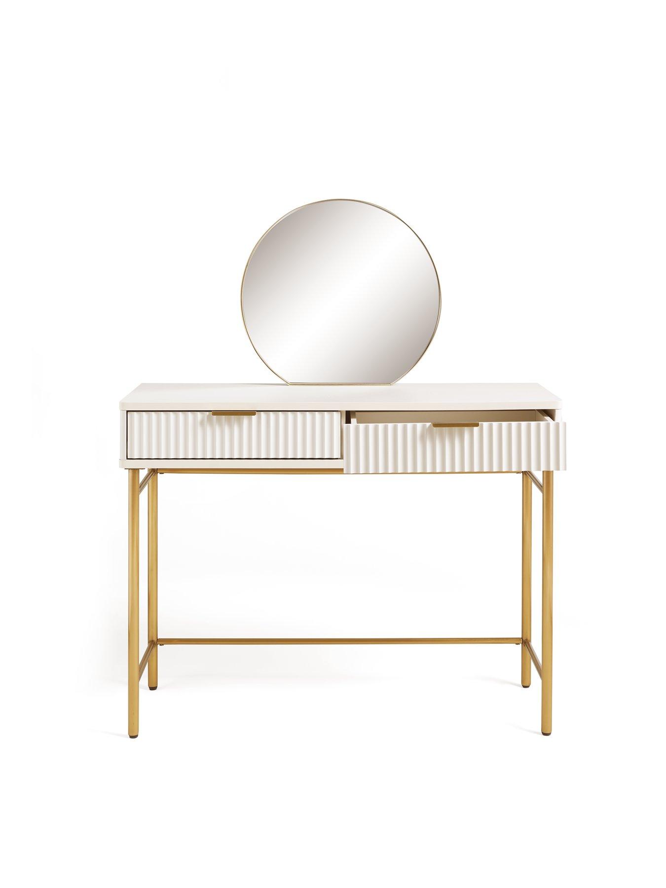  image of very-home-cora-dressing-table-and-mirror-setnbsp--ivorybrass