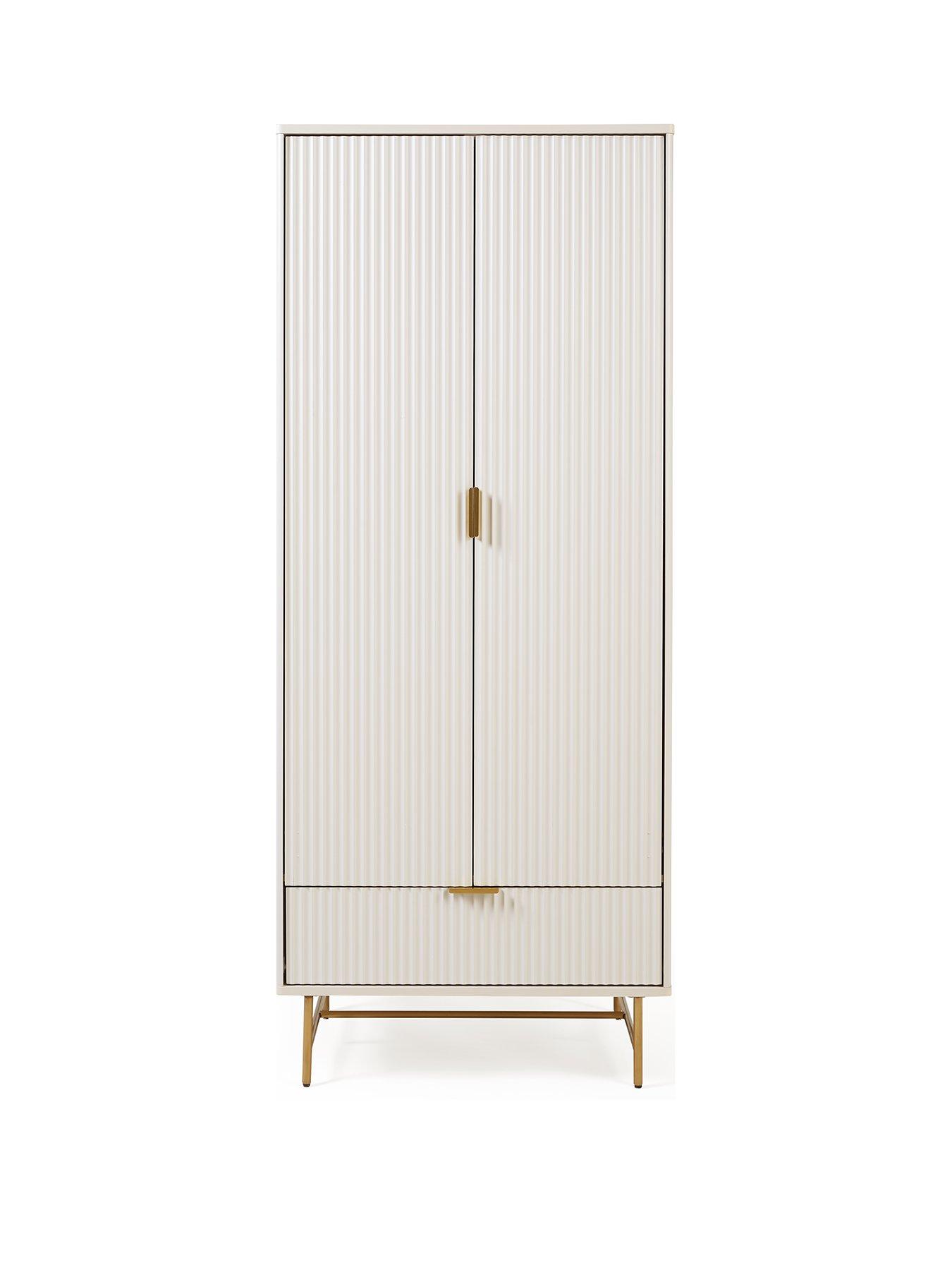 Image 2 of 6 of The Very Collection Cora 2 Door, 1 Drawer Wardrobe - Ivory/Brass