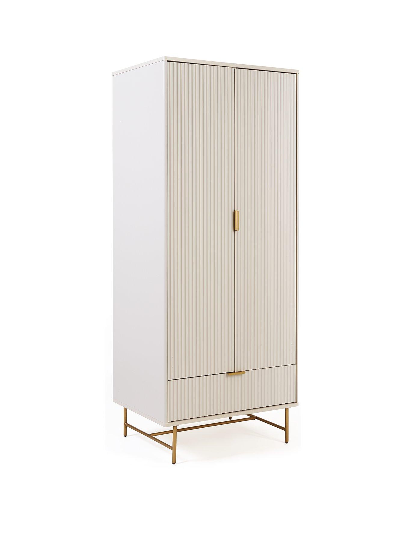 Image 3 of 6 of The Very Collection Cora 2 Door, 1 Drawer Wardrobe - Ivory/Brass