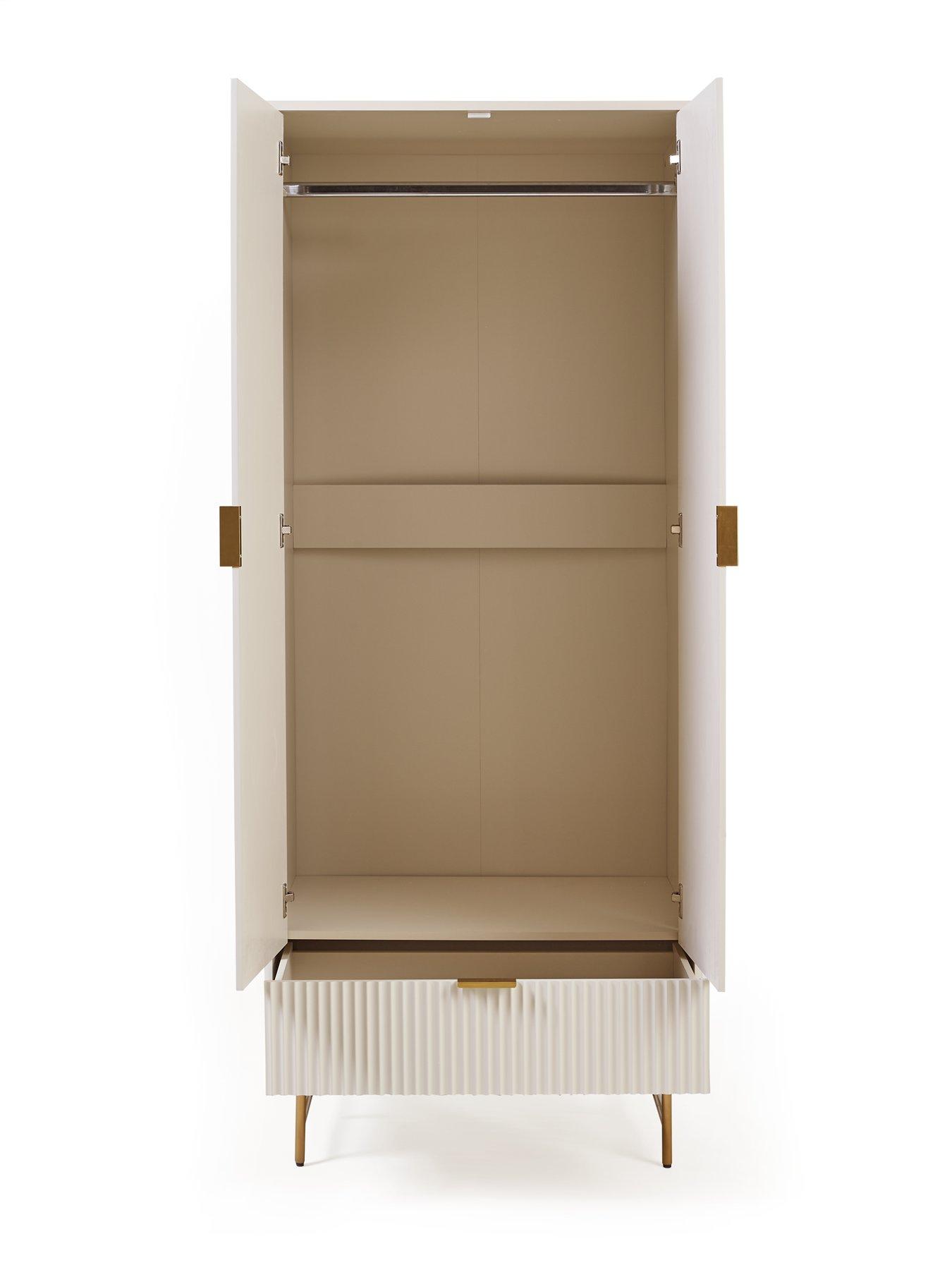 Image 4 of 6 of The Very Collection Cora 2 Door, 1 Drawer Wardrobe - Ivory/Brass