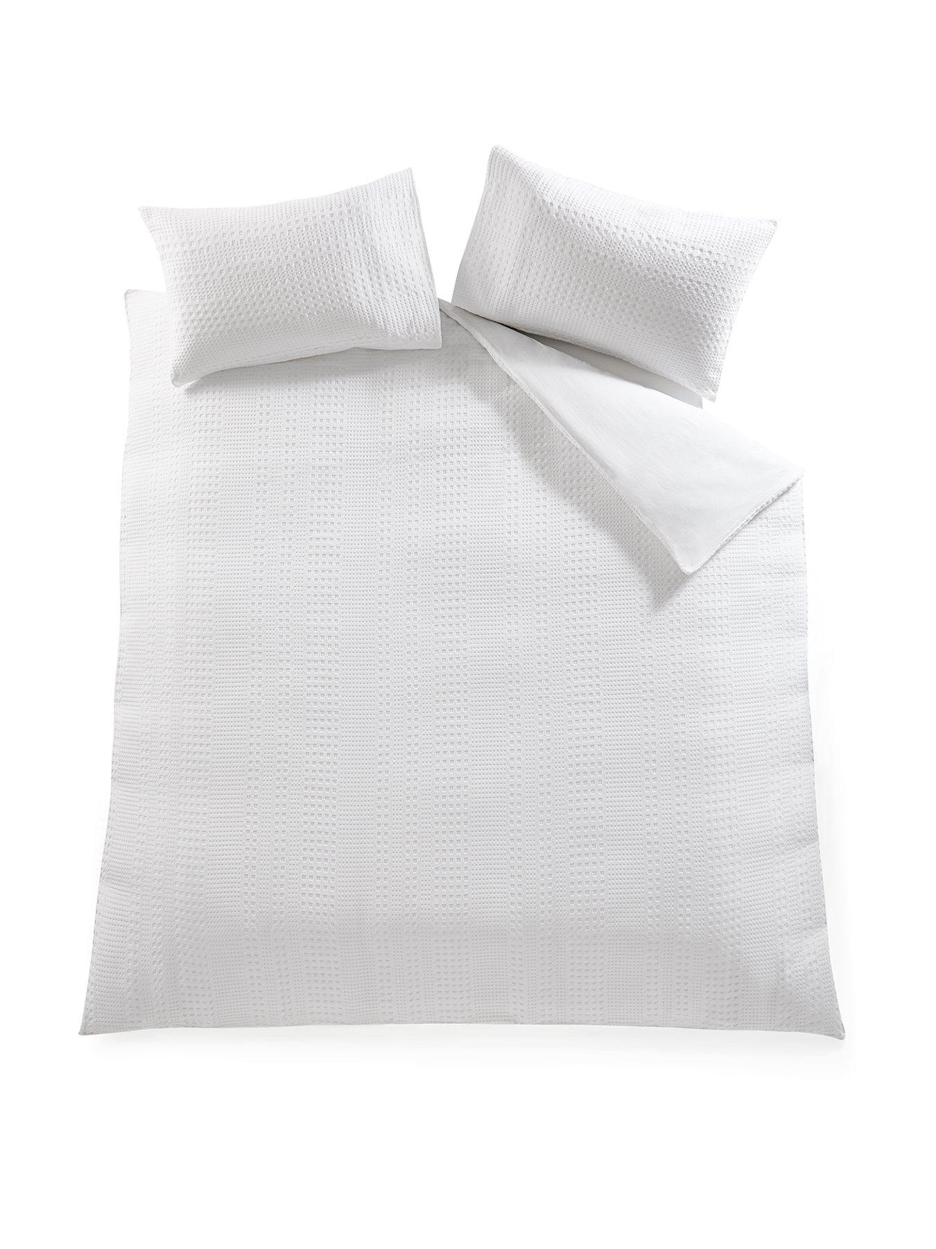  image of very-home-waffle-stripe-duvet-cover-set-white
