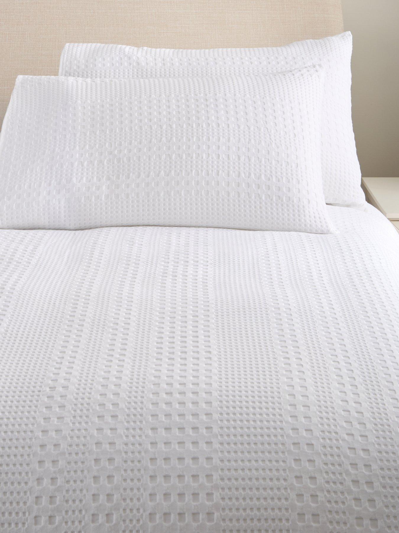  image of very-home-waffle-stripe-duvet-cover-set-white