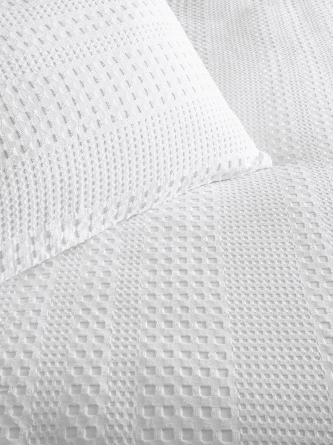  image of very-home-waffle-stripe-duvet-cover-set-white