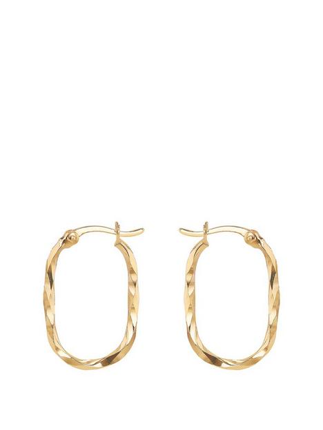 love-gold-9ct-yellow-gold-twisted-oval-diamond-cut-hoop-earrings