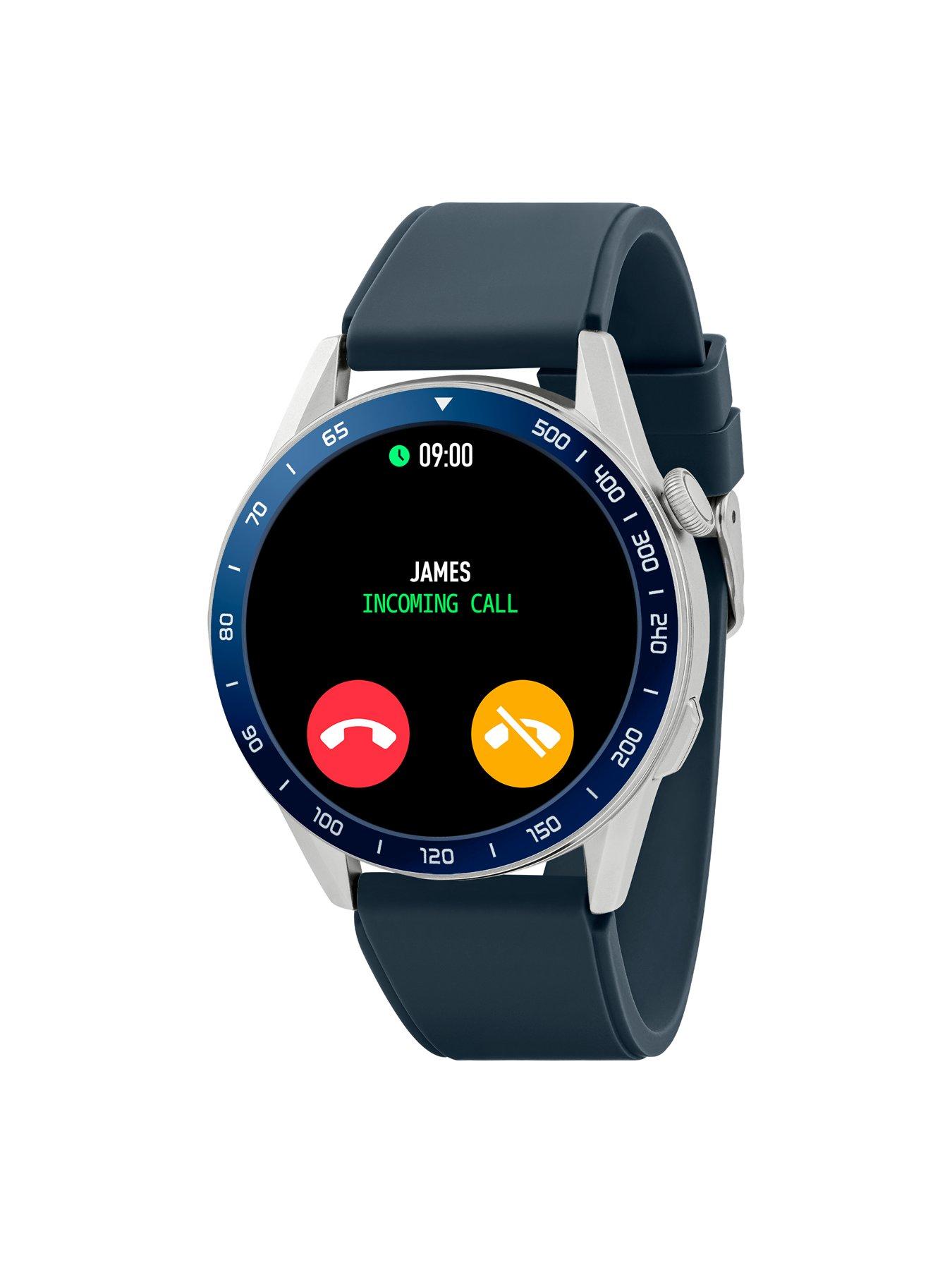  image of harry-lime-series-27-navy-silicone-strap-smart-watch-with-blue-true-wireless-earphone-in-charging-case