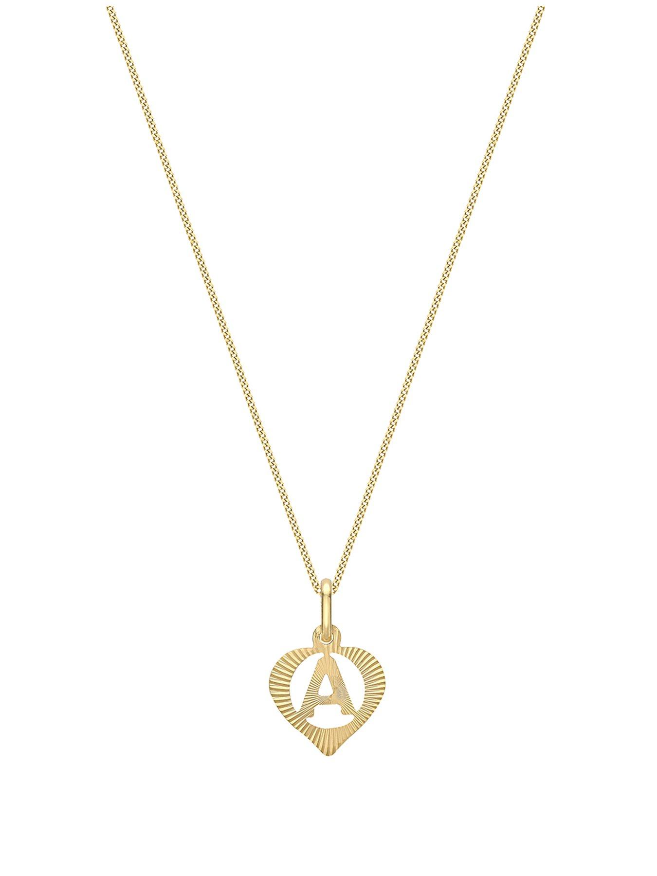 Image 1 of 4 of The Love Collection 9ct Yellow Gold Initial Heart Pendant & Curb Chain