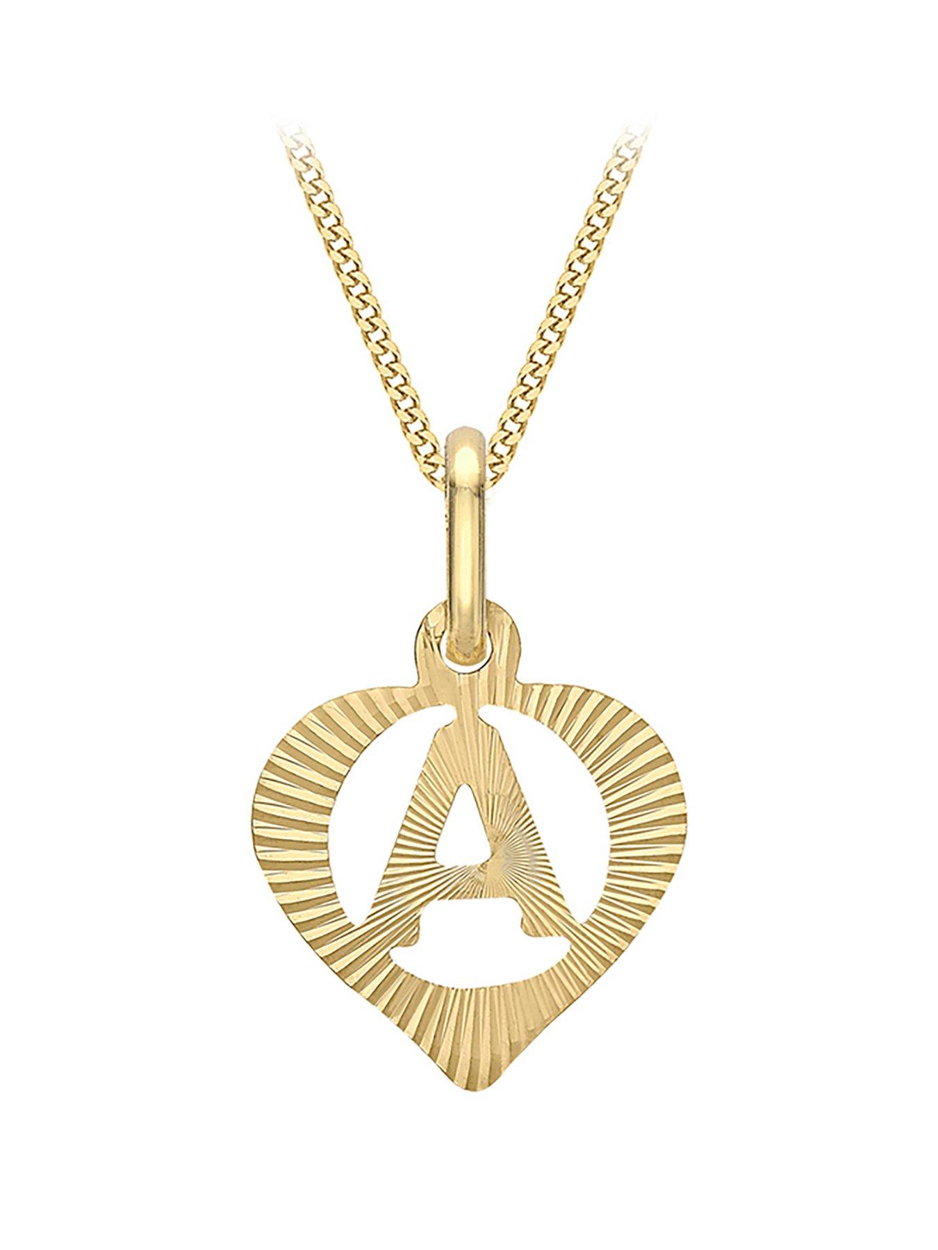Image 3 of 4 of The Love Collection 9ct Yellow Gold Initial Heart Pendant & Curb Chain