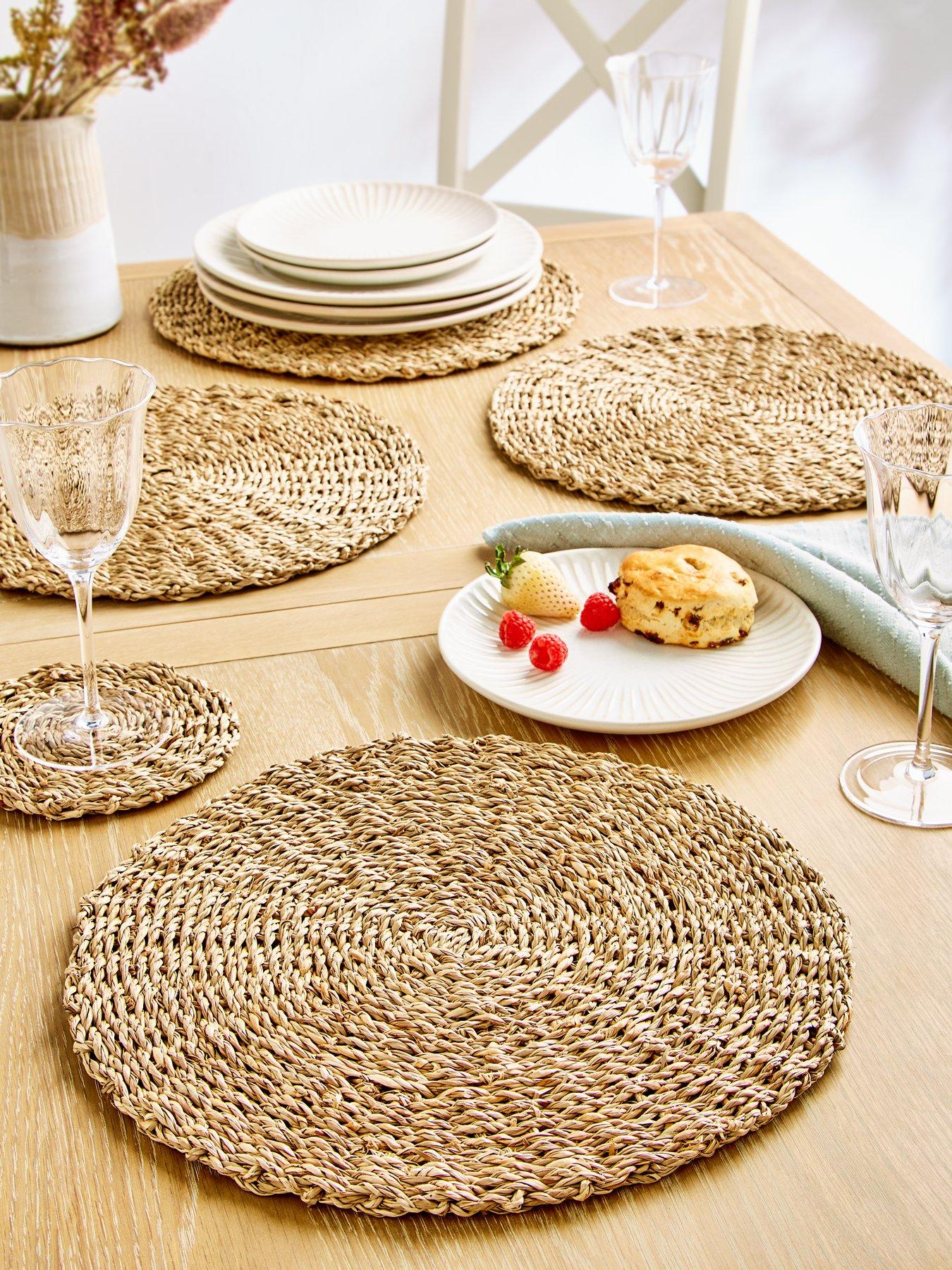 undefined Set Of 4 Round Dark Seagrass Placemats